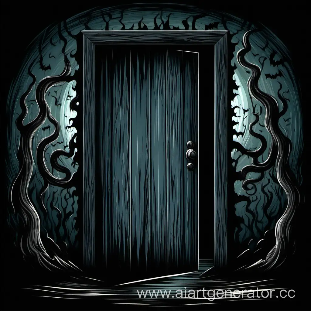 Хоррор дверь векторное изображеиня 
