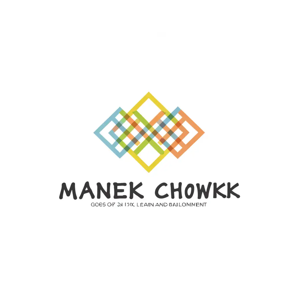 a logo design,with the text "Manek Chowk", main symbol:center, organised mess, 24*7 business,Minimalistic,clear background