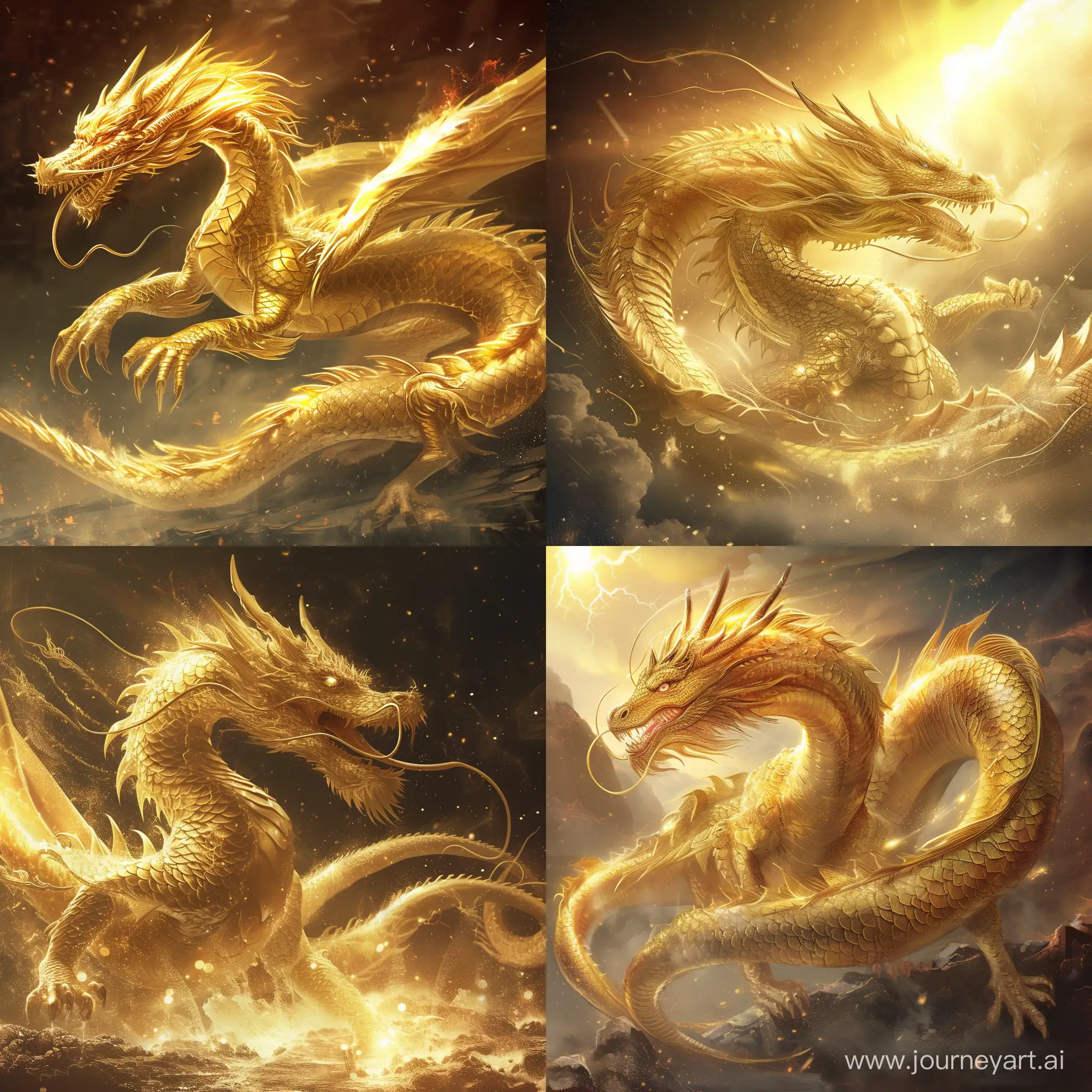 Dynamic majestic golden dragon, 958*1278 pixels --v 6 --ar 1:1 --no 55566