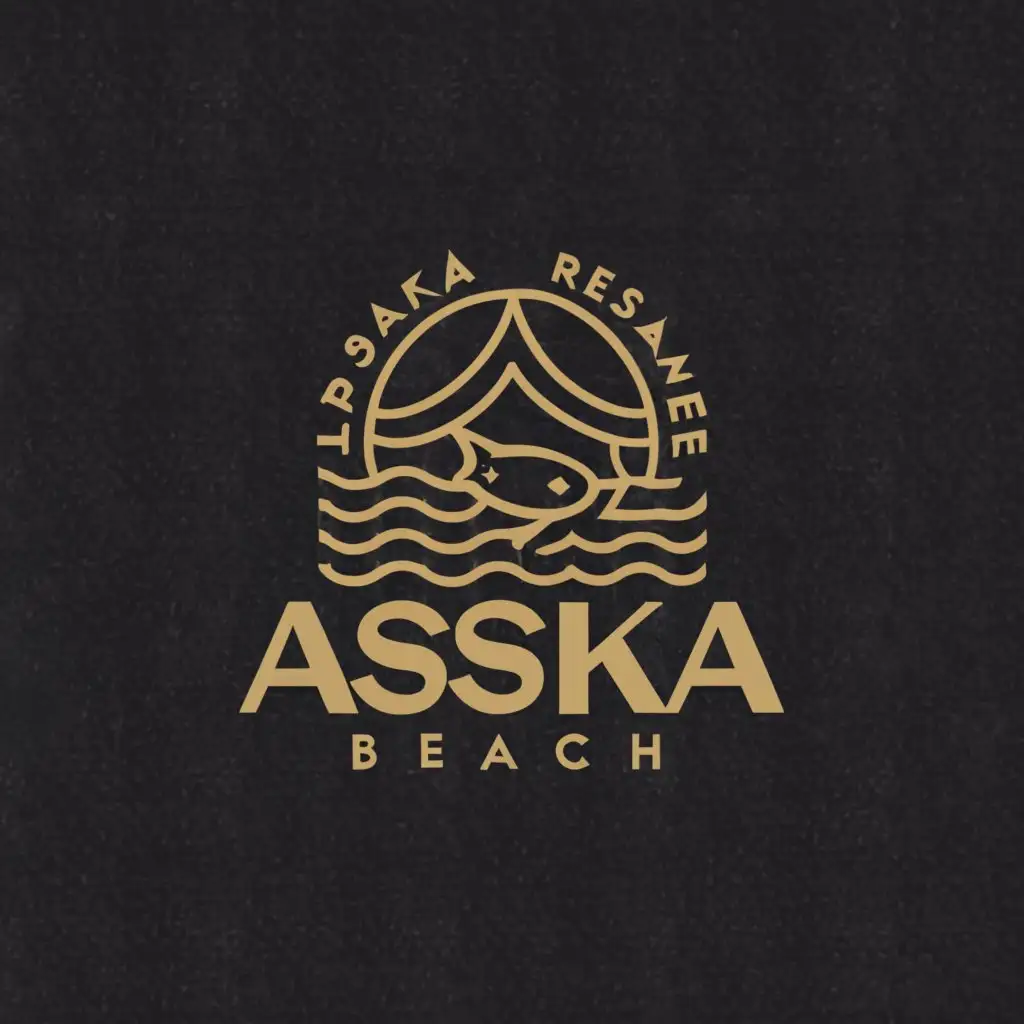 a logo design,with the text ASSAKA BEACH, main symbol:Cafe and restaurant a place to eat seafood and fish and tajine,Moderate,be used in Restaurant industry,clear background 