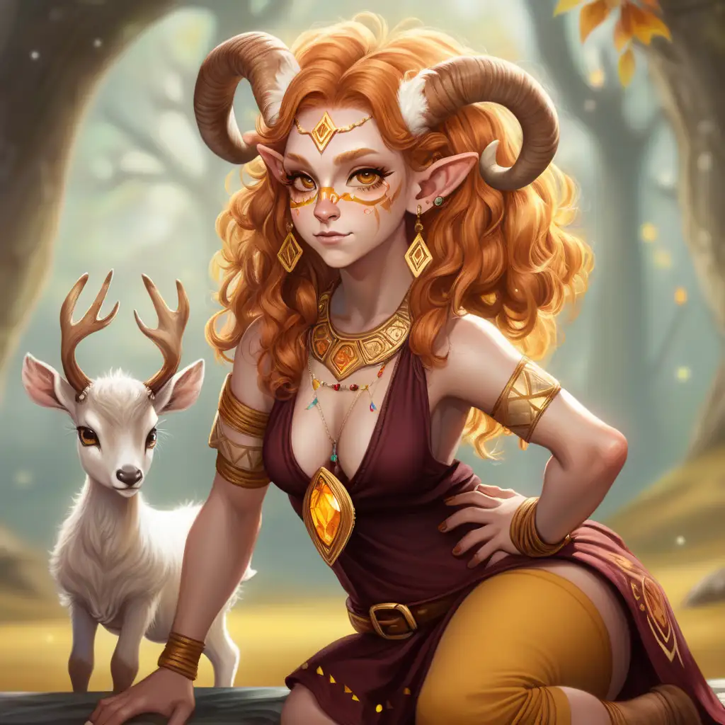 Enchanting Fortuneteller Satyr in DND Style with Light Ginger Hair