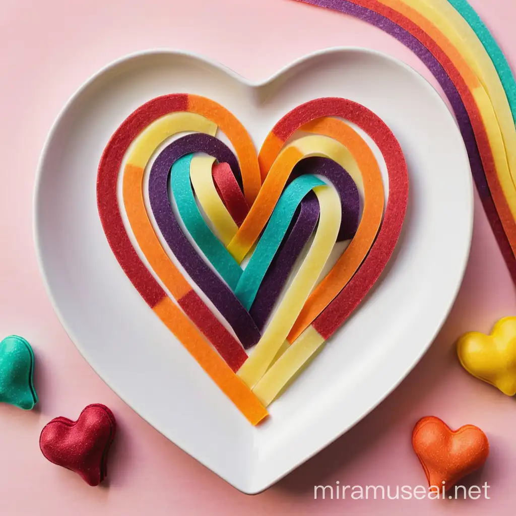 make a heart with rainbow sour straps