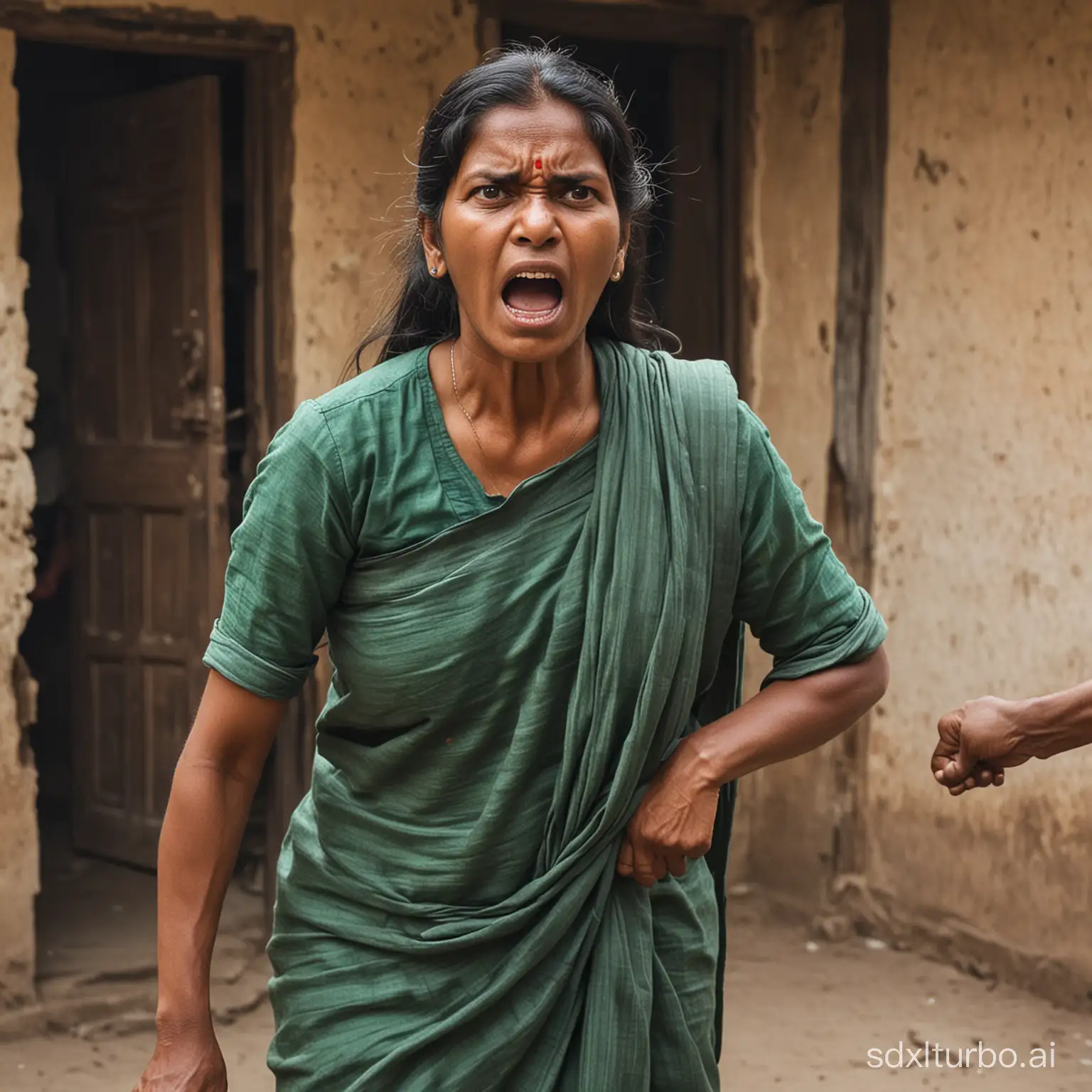 a village mother angry in house. indian