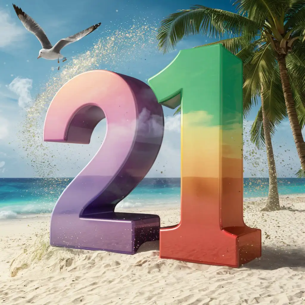 Число "21" и за кадром пляж