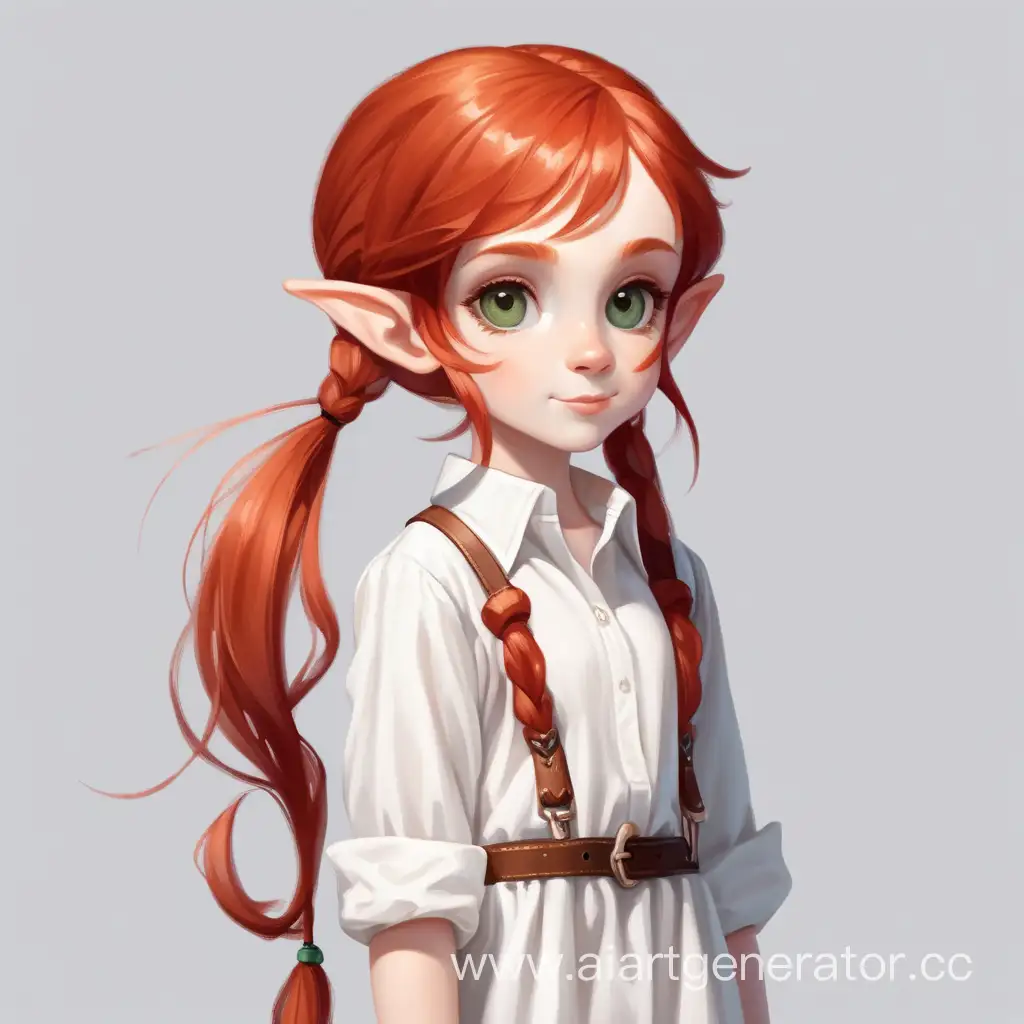 Playful-RedHaired-Elf-Girl-in-Loose-White-Shirt