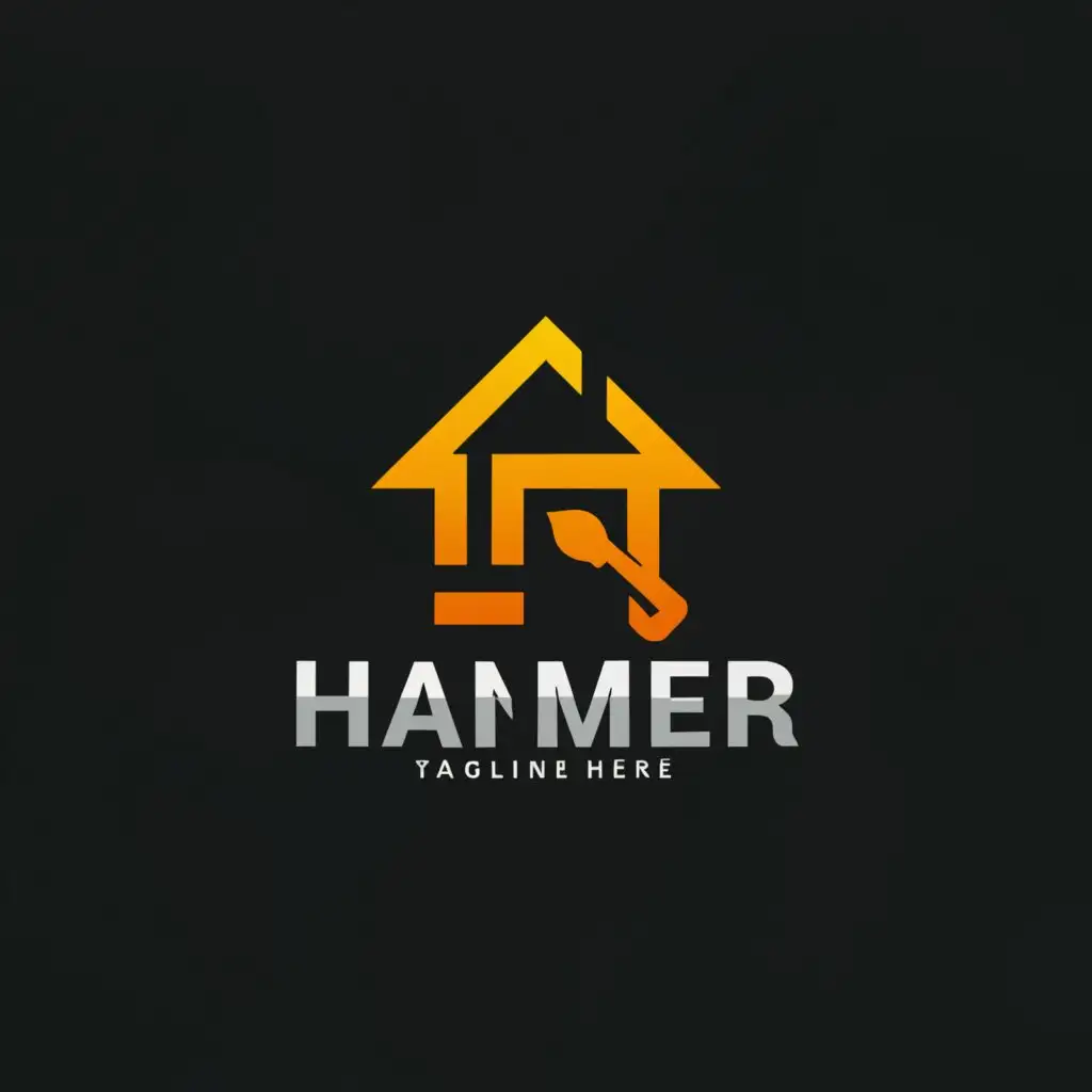 a logo design,with the text "hammer", main symbol:house and hammer,Moderate,be used in Construction industry,clear background