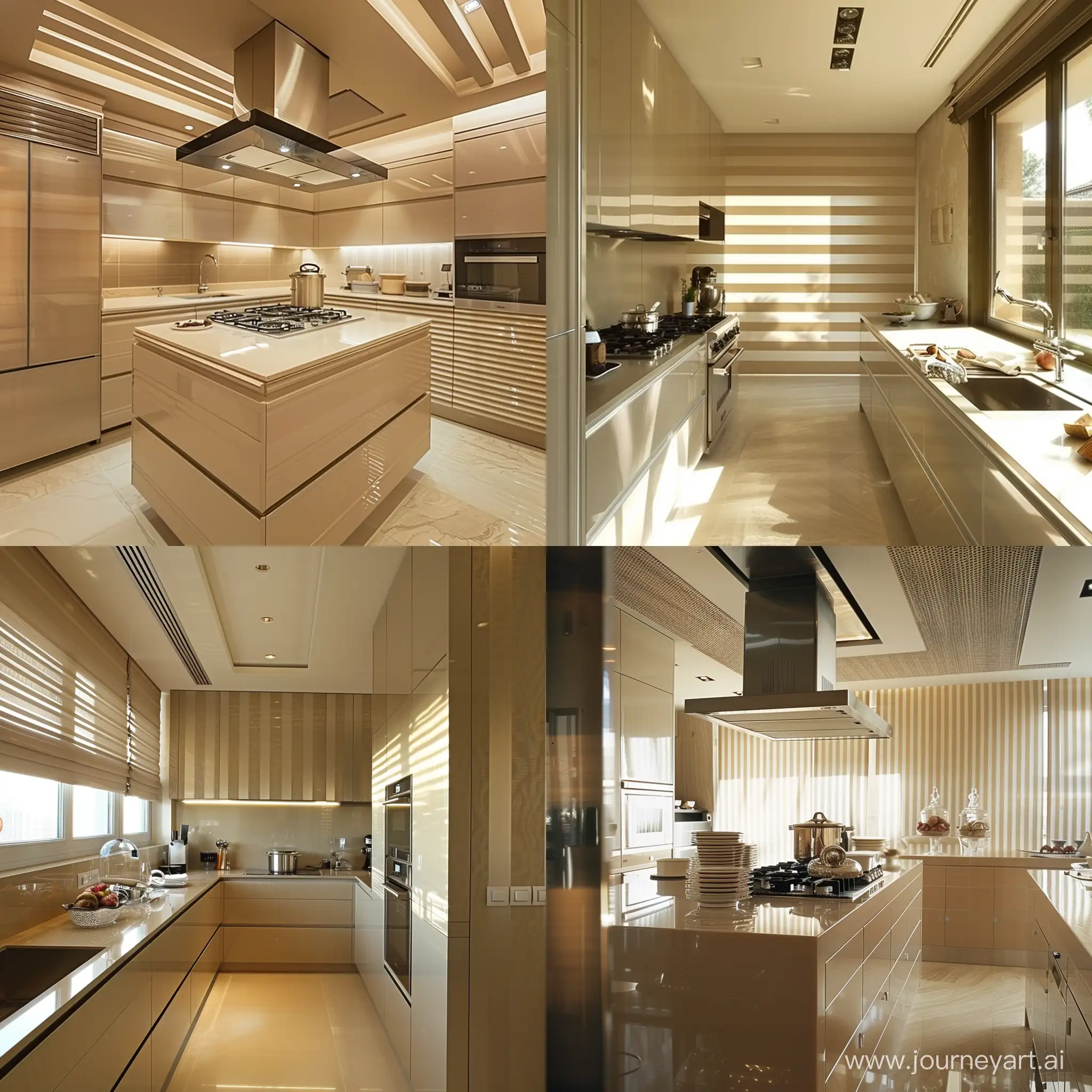 Modern-Beige-Kitchen-Interior-with-Striped-Accents