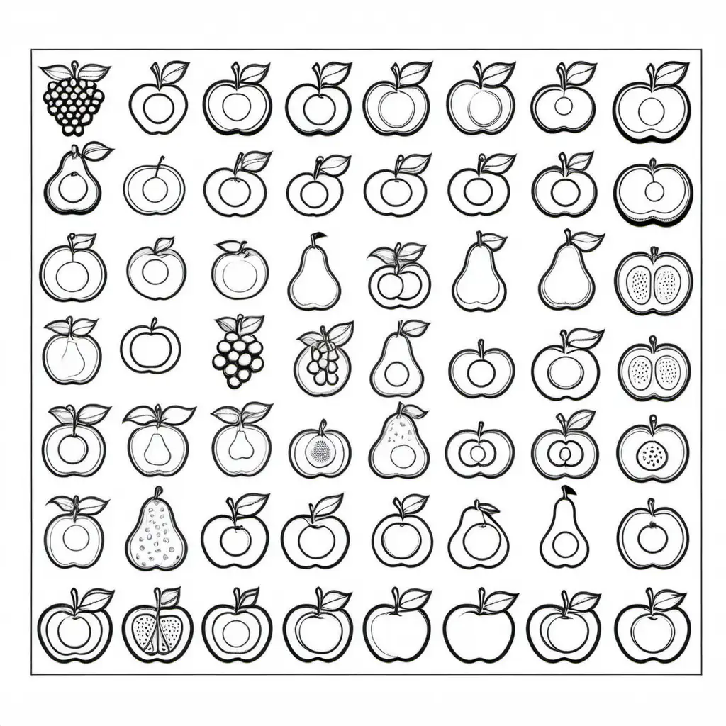 Vibrant Fruit Coloring Book Chart Unlabeled and Educational