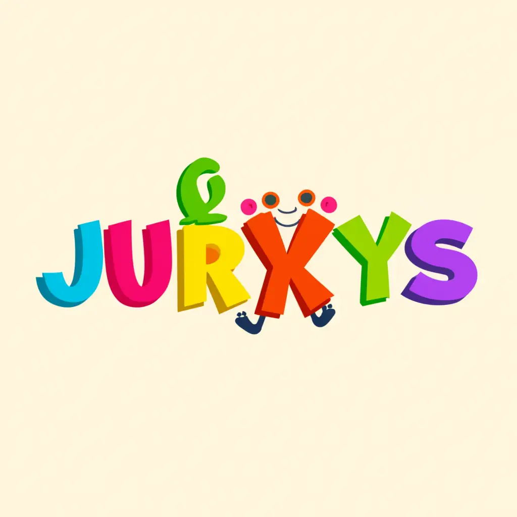 a logo design,with the text "Jurkys", main symbol:text with colorful playful letters,Minimalistic,be used in Home Family industry,clear background