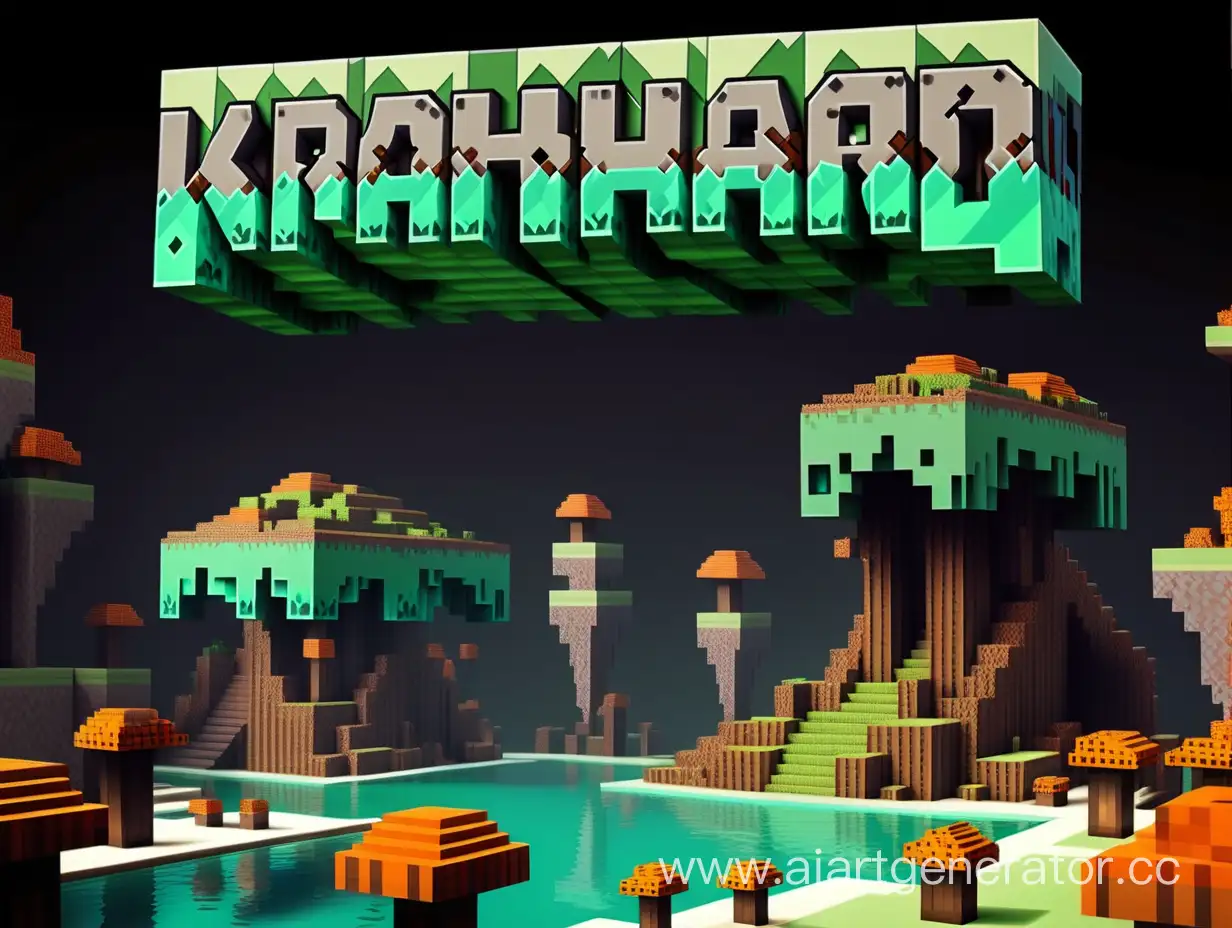 Надпись Krahnard в стилистике minecraft покрытая наростами
