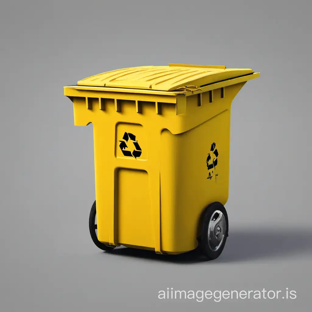 Vibrant-Yellow-Garbage-Container-in-Urban-Setting