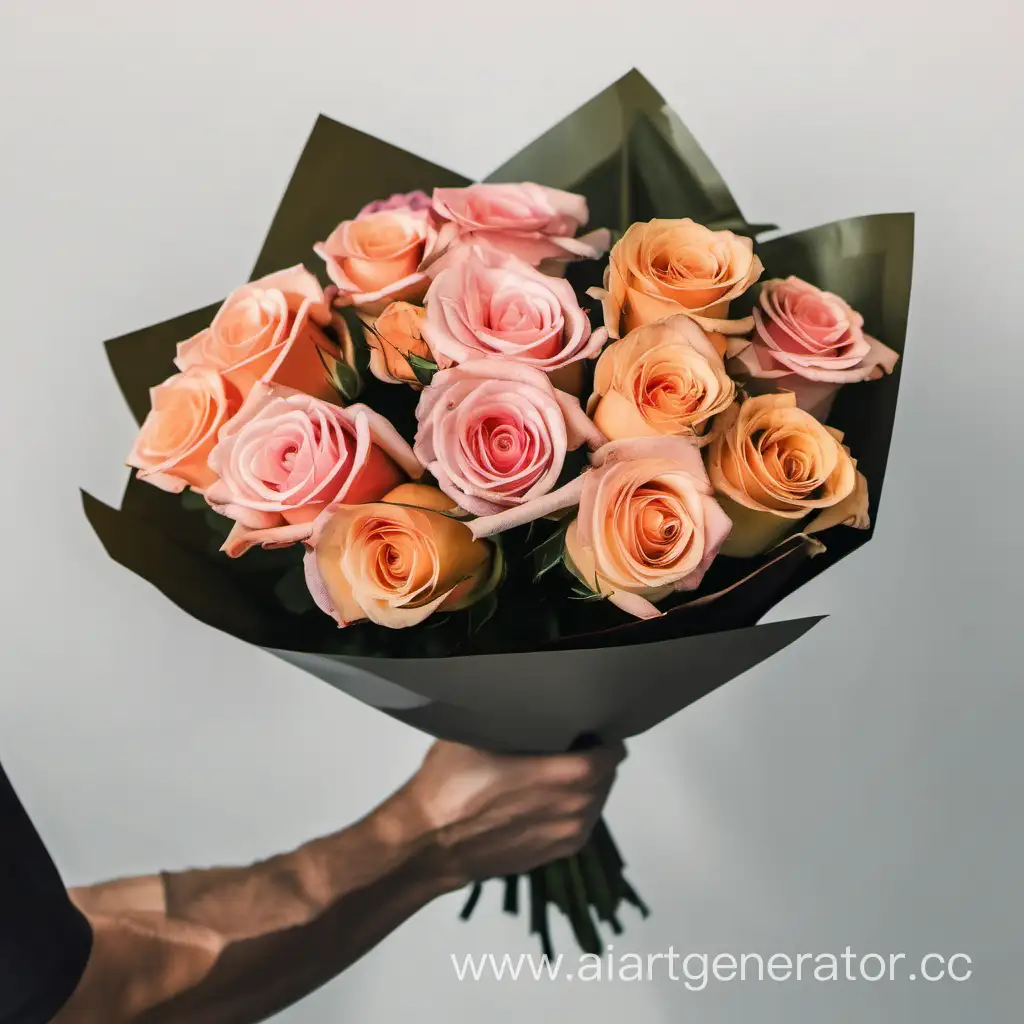 Man-Holding-Bouquet-of-Red-Roses-for-Romantic-Gesture