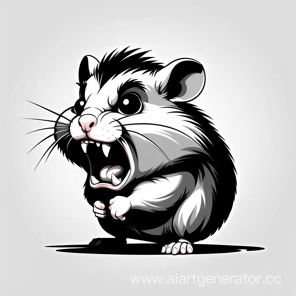 Expressive-Monochrome-Profile-Logo-of-an-Agitated-Hamster