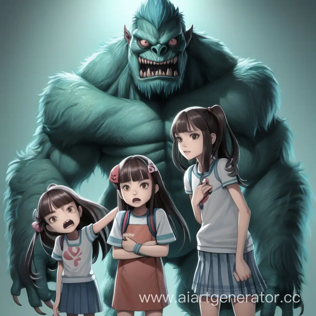 Menacing-Monster-Shadows-Two-Terrified-Girls
