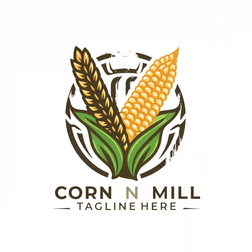 LOGO-Design-For-Corn-and-Rice-Mill-Simple-and-Clear-with-Grain-Theme
