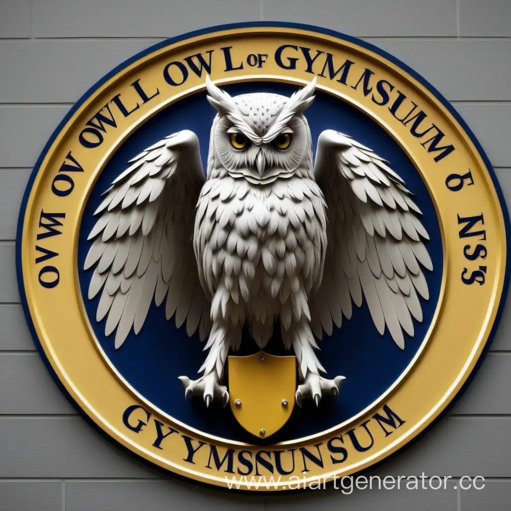 Majestic-Owl-Coat-of-Arms-Adorns-Gymnasium
