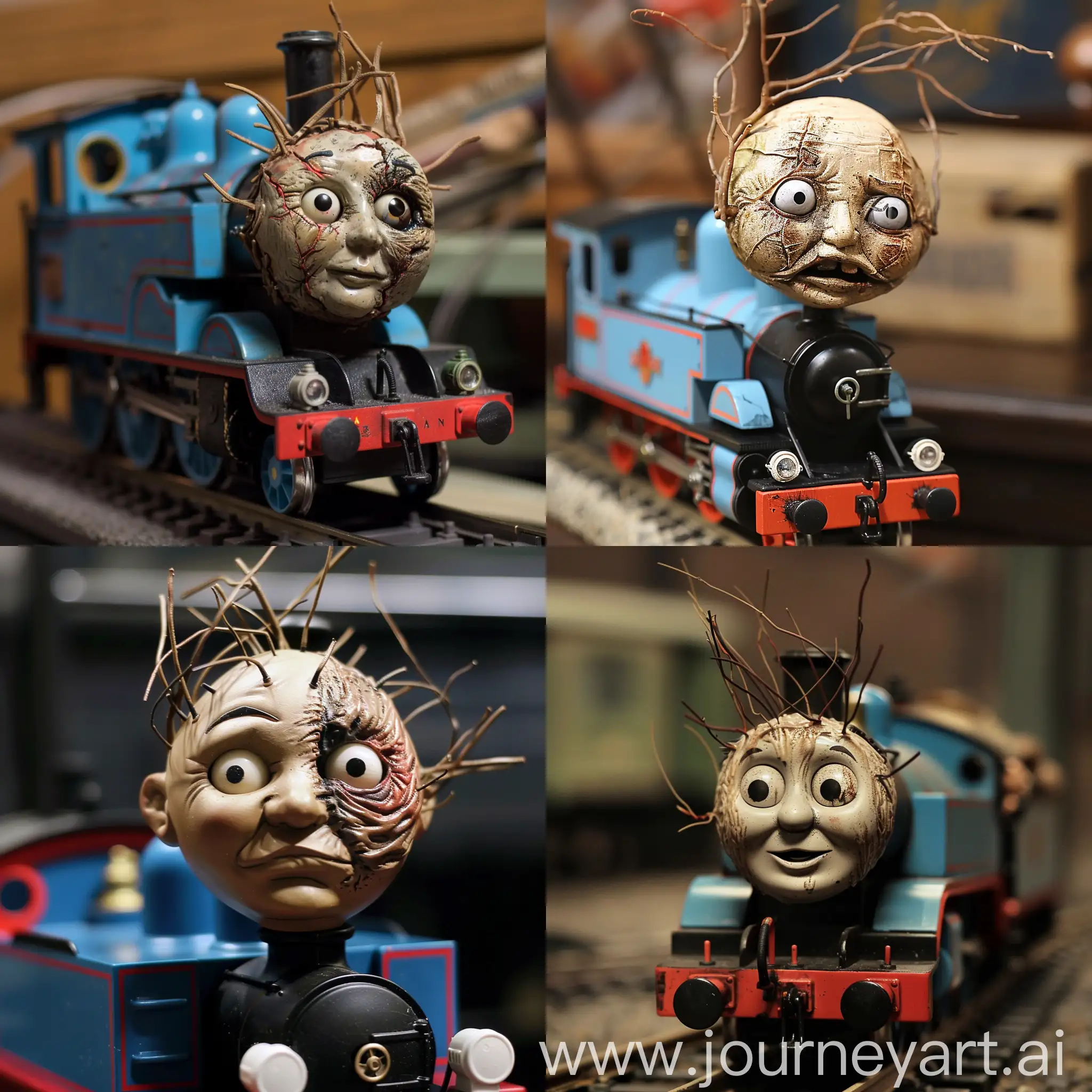 Grotesque-Thomas-the-Tank-Engine-Toy-with-Sticklike-Flesh