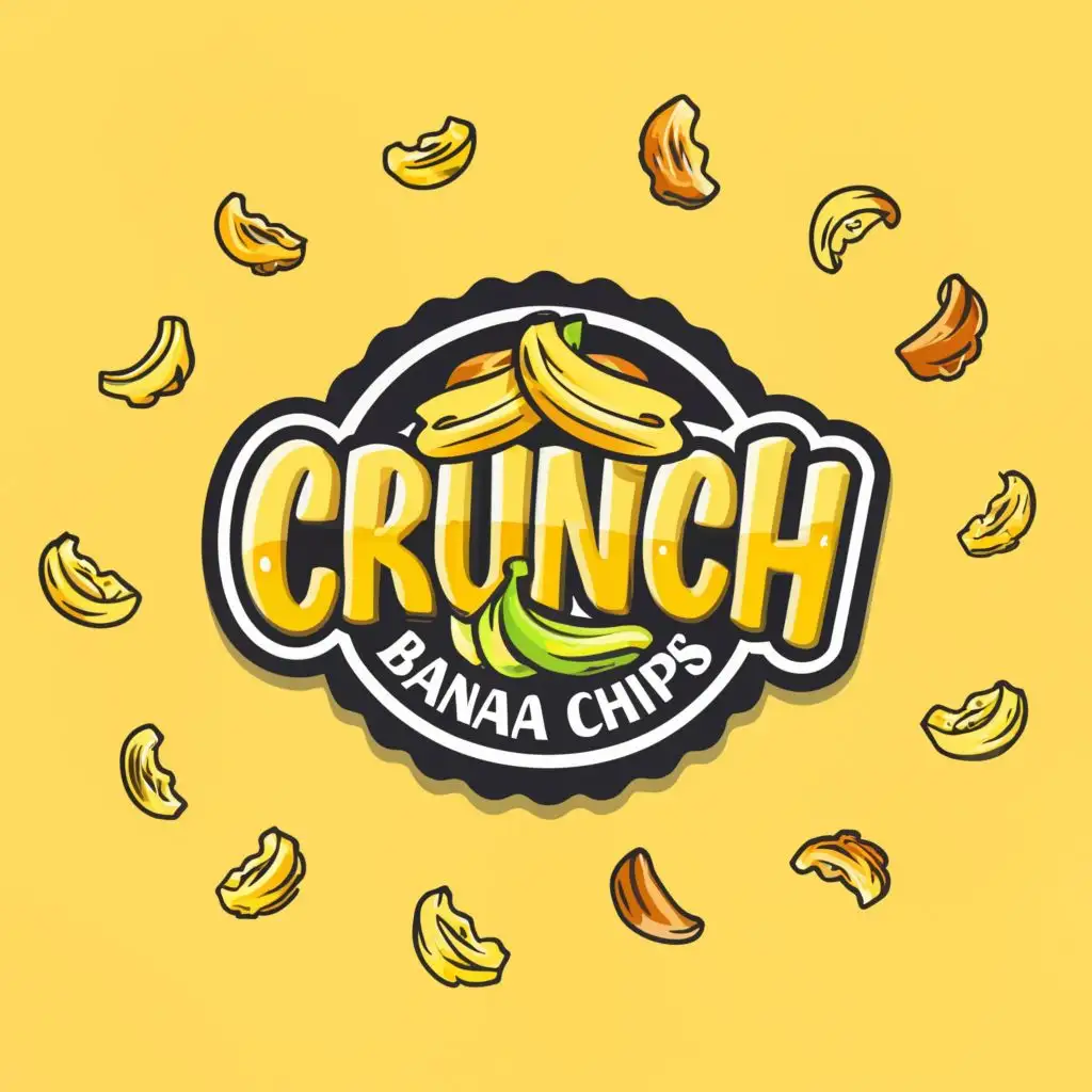 LOGO-Design-for-Golden-Crunch-Banana-Chips-Vibrant-Yellow-with-Banana-and-Slices-Theme
