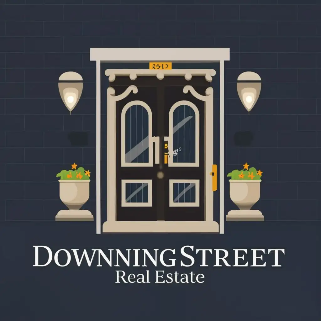 logo, Downing Street Door, with the text "Downing Street", typography, be used in Real Estate industry