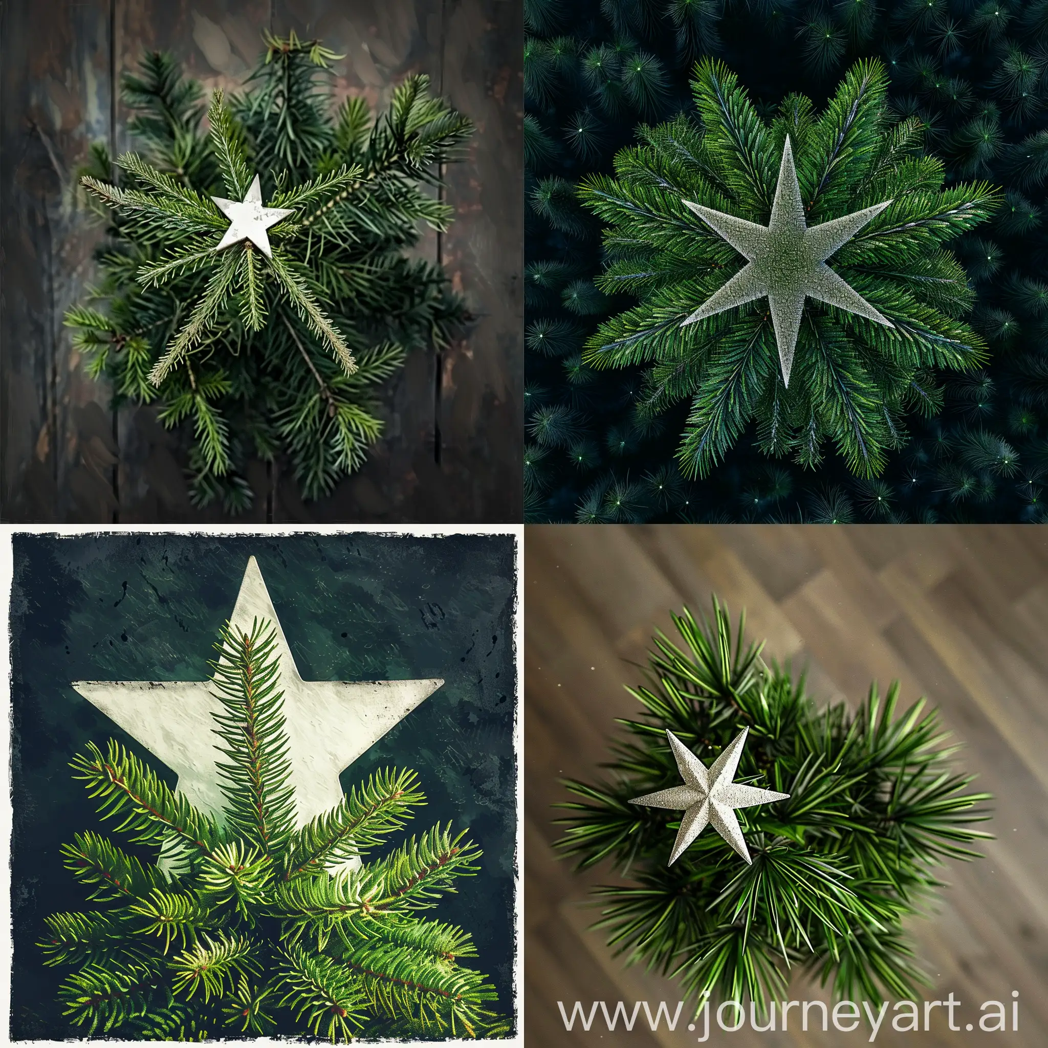 Modern-Christmas-Tree-with-Green-and-White-Star-Abstract-PicassoInspired-Holiday-Decor