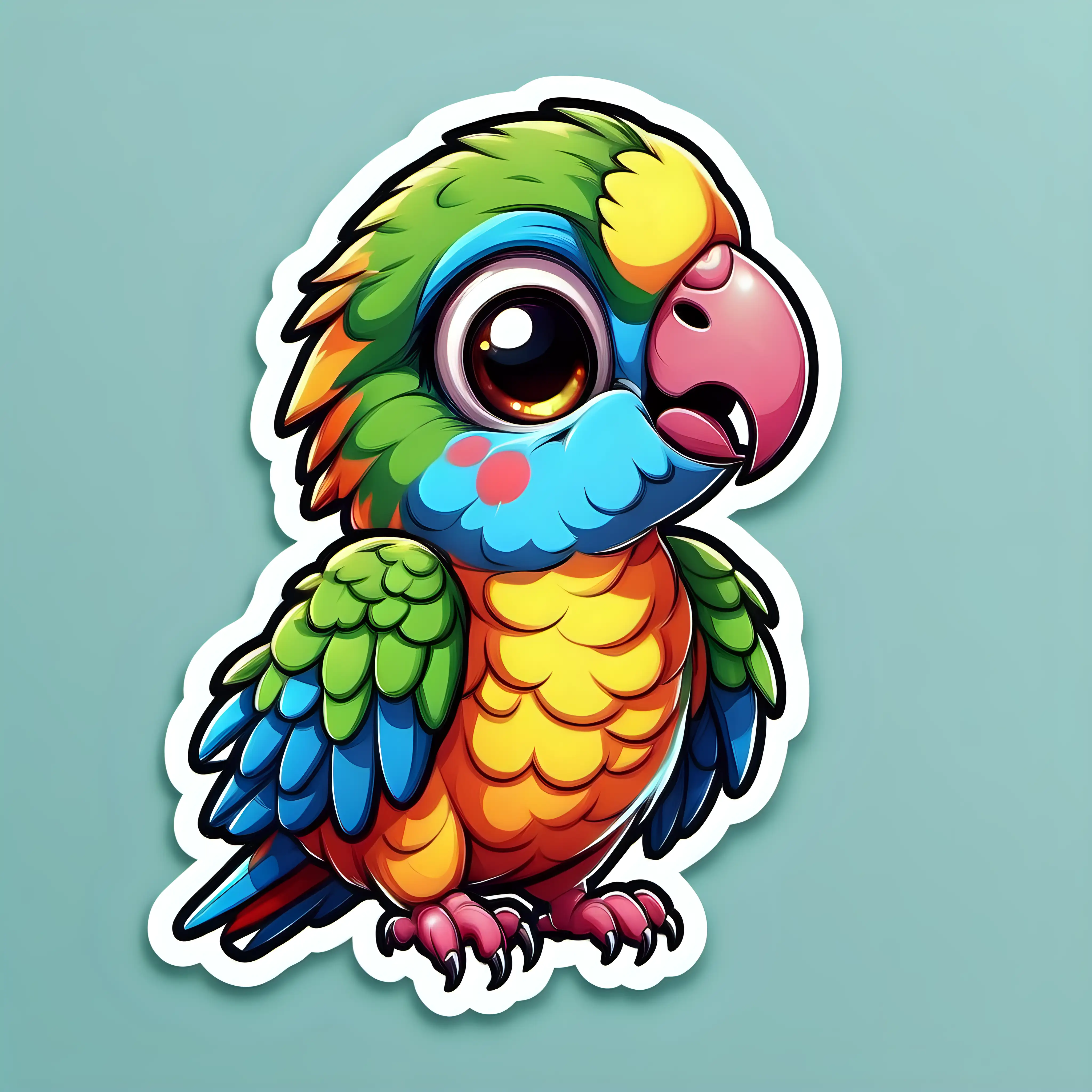 A cute baby parrot, sticker style, ultra detailed