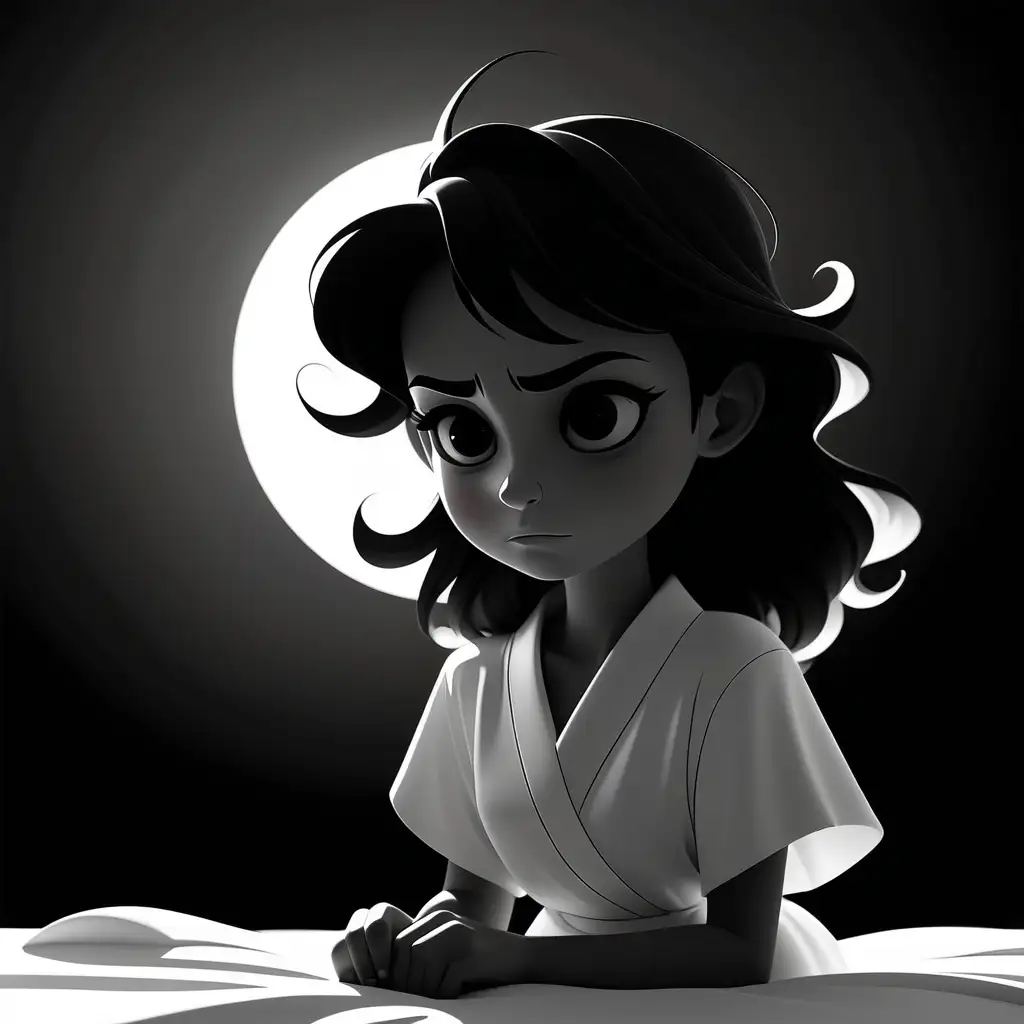 black and white, [the dawn breaking], simple, white background, cartoon like.