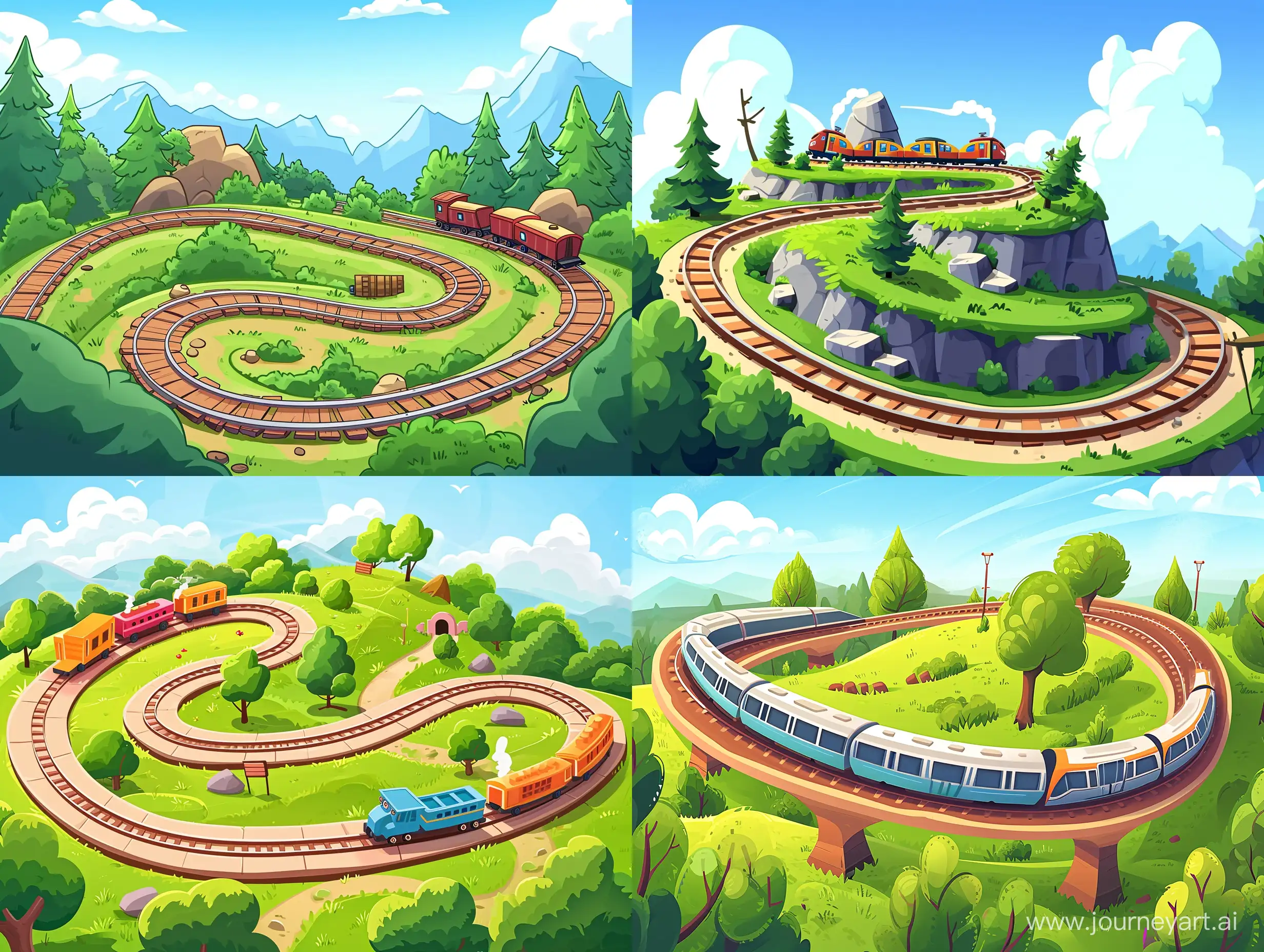 Whimsical-Cartoon-Railway-with-Six-Playful-Curves