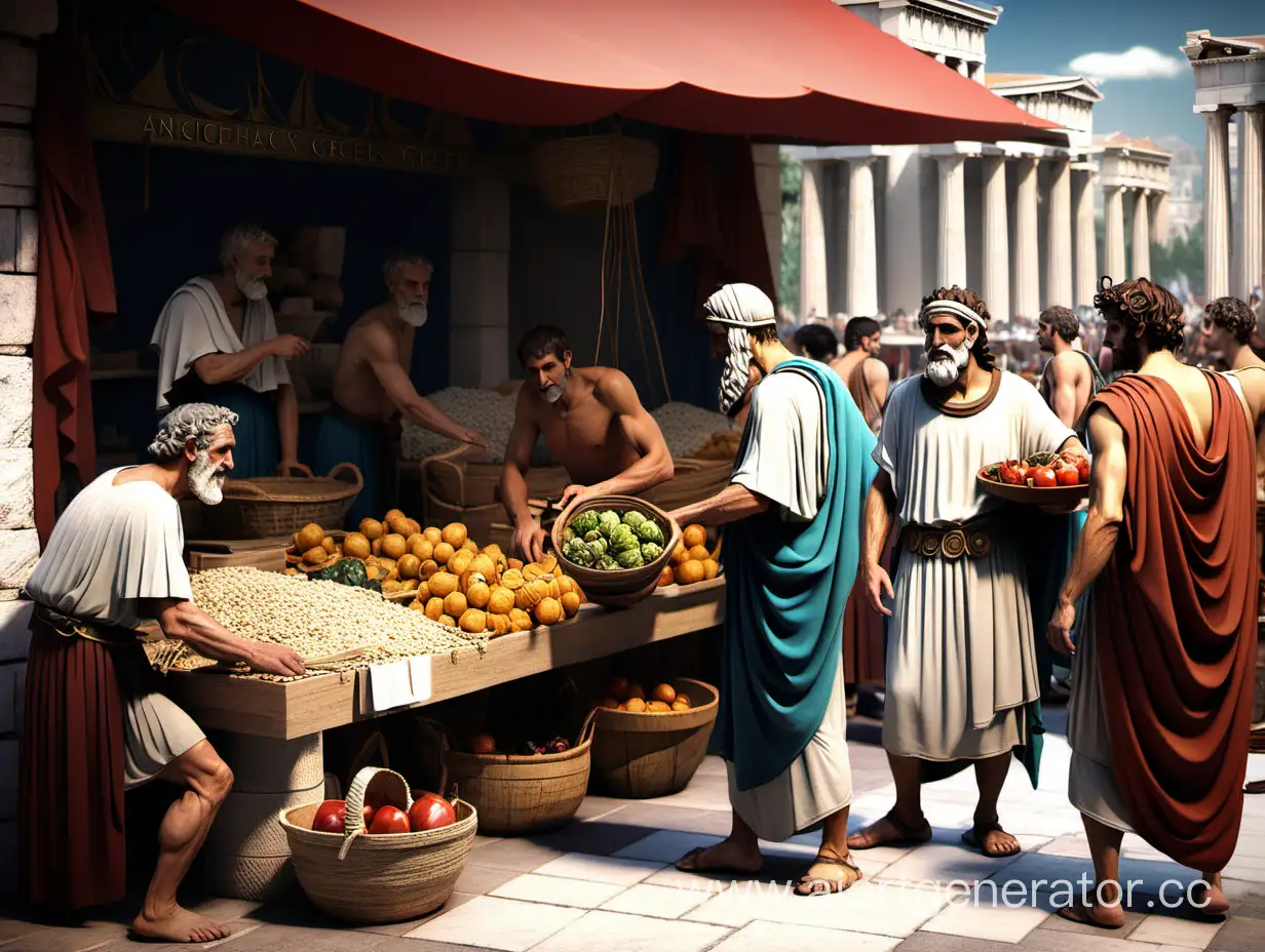 Древнегреческий купец торгует на рынке
