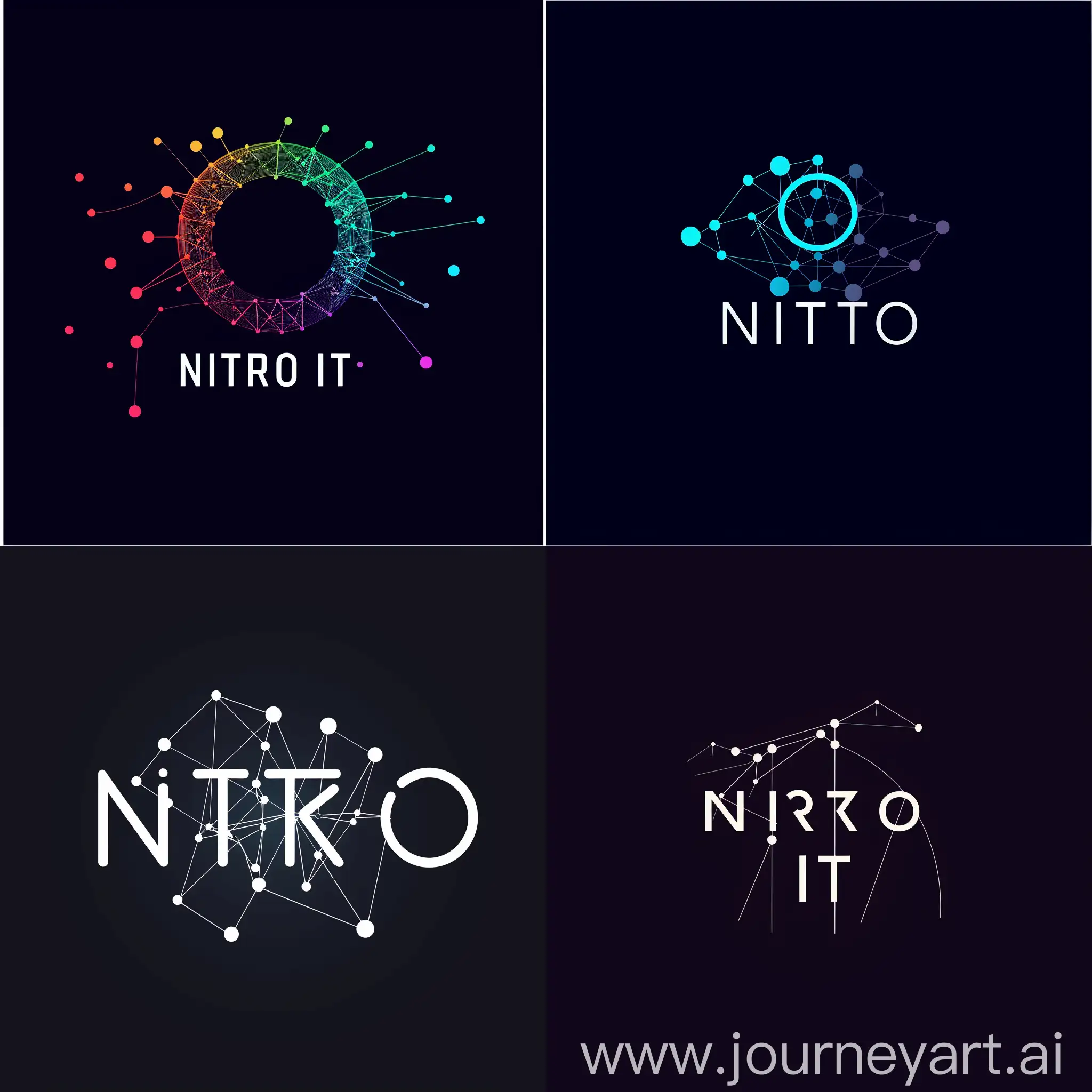 A simple logo called "Nitro IT" with the network logo instead of the word "O".