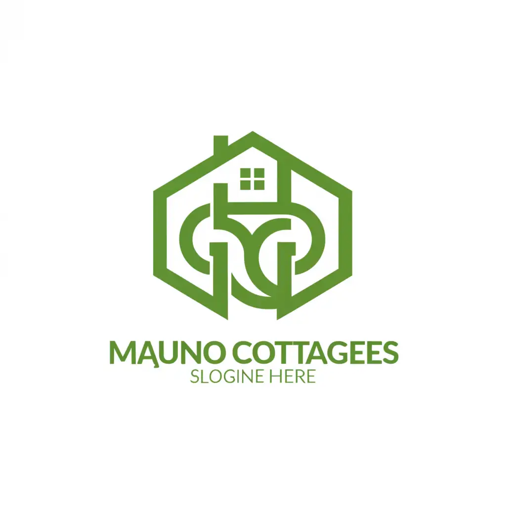 a logo design,with the text 'Majuno Cottages', main symbol:hotel,rooms,greenish,Moderate,be used in Home Family industry,clear background