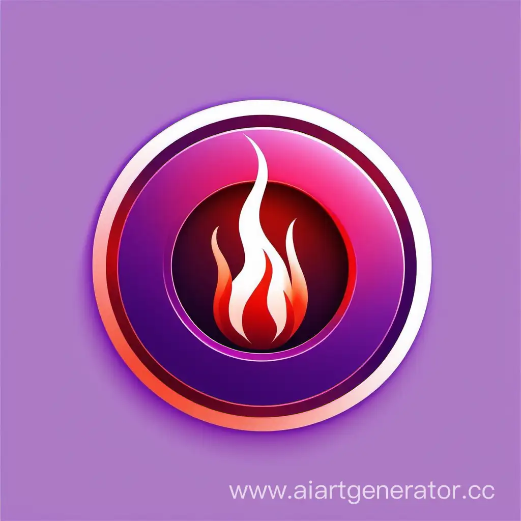 circle icon with purple and red fire