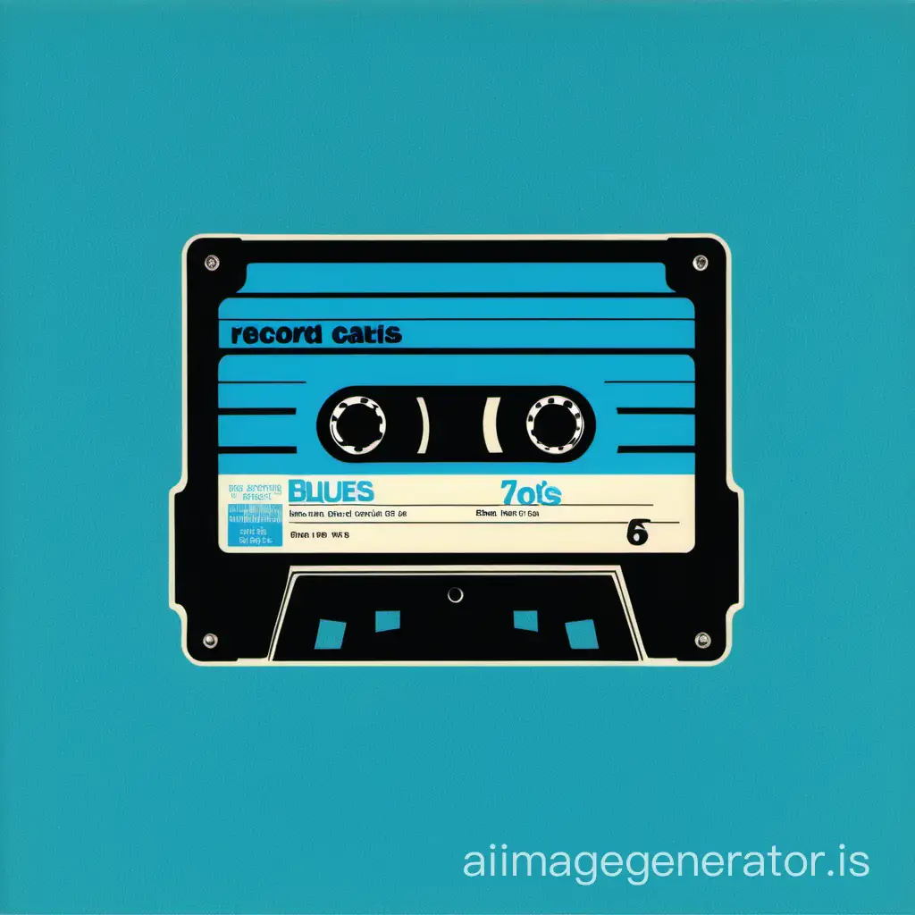 70s record cover with cassette tape with blue pantones