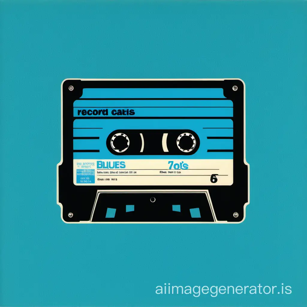 Vintage-70s-Record-Cover-Featuring-Blue-Cassette-Tape-in-Pantone-Shades