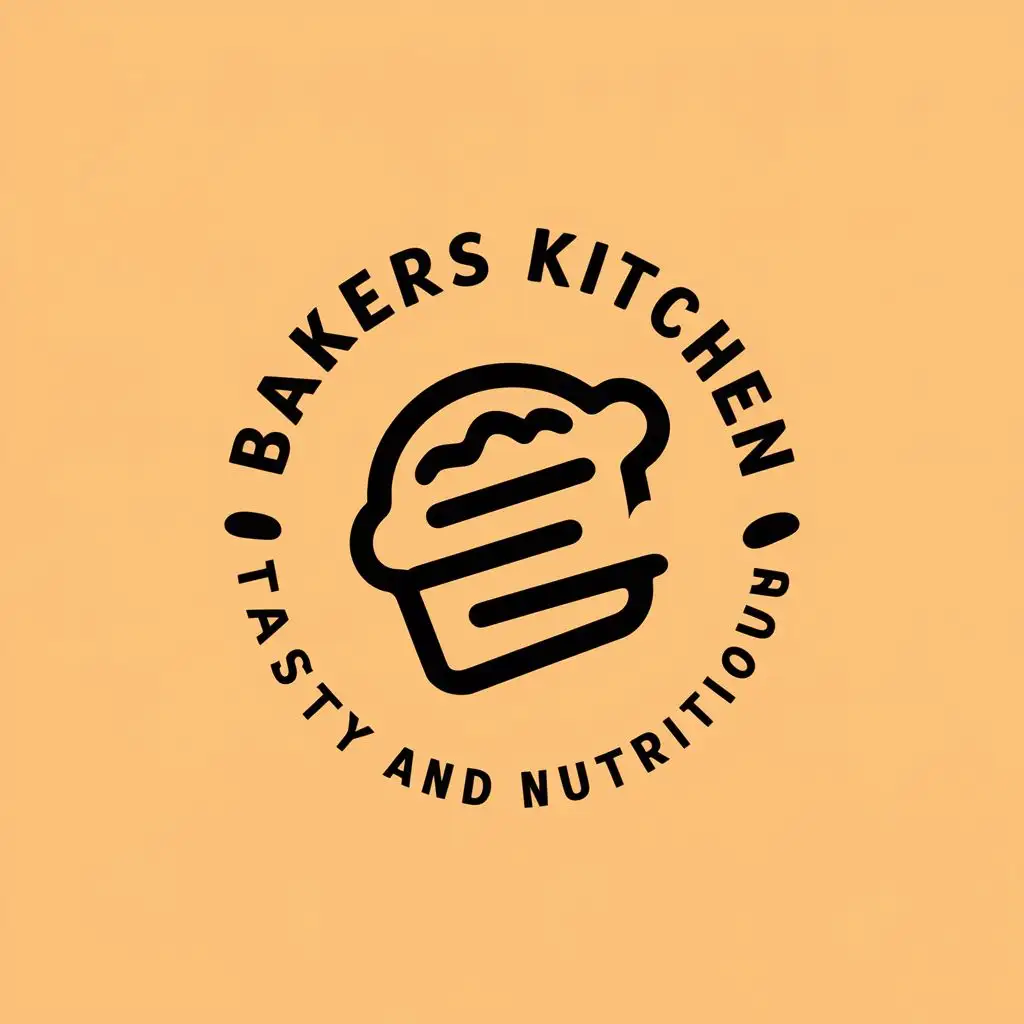 logo, abstract baked goods, with the text "Bakers Kitchen Tasty and Nutritious", typography, be used in Restaurant industry