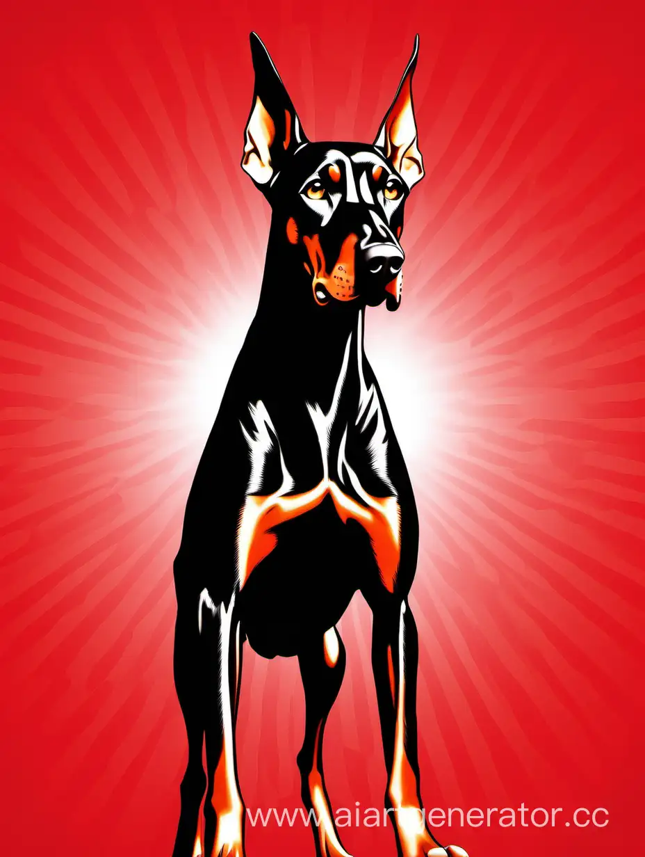 Striking-Red-Silhouette-Majestic-Doberman-in-Vibrant-2D-Perspective