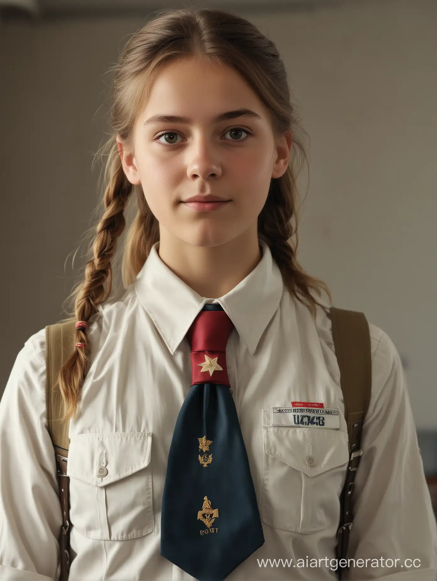 Realistic-8K-Portrait-of-Soviet-Pioneer-Girl-in-School-Uniform-with-Tie