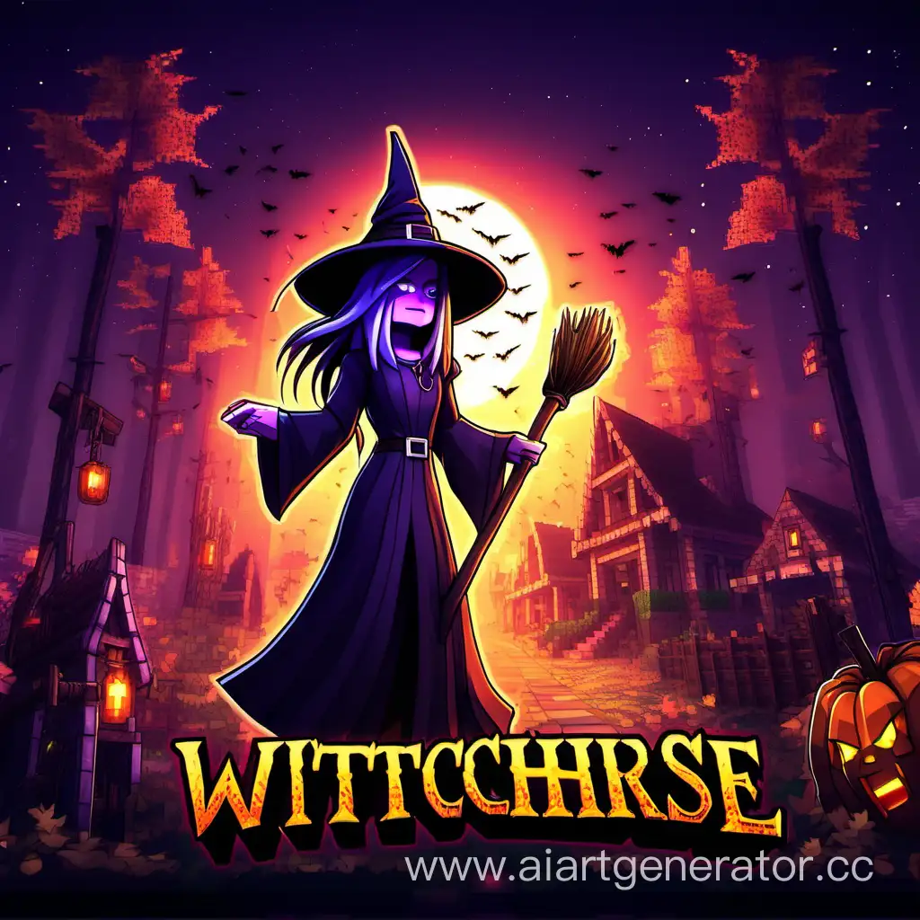красивая картинка для сервера майнкрафт  с ведьмой с надписью 
WITCHRISE