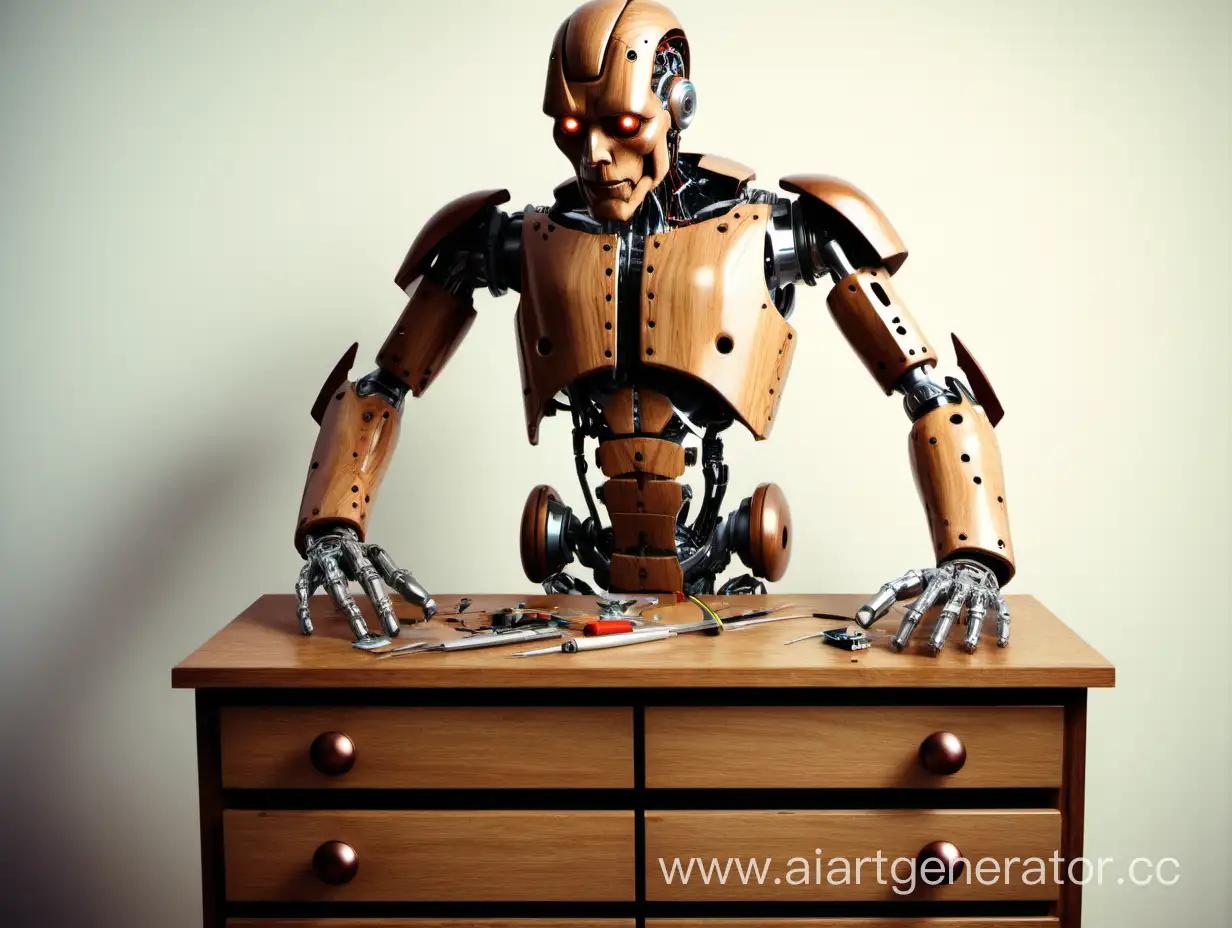 Crafty-Wooden-Cyborg-Expertly-Repairs-Antique-Dresser