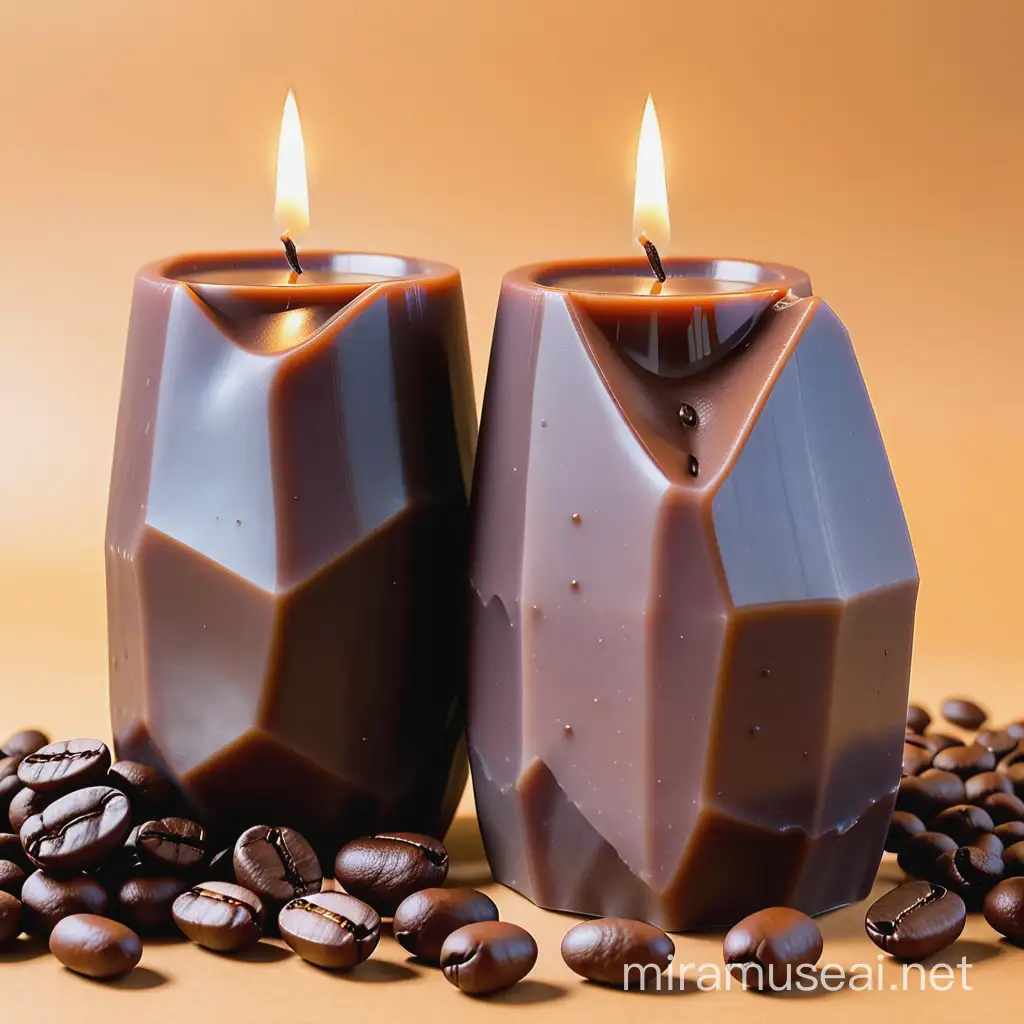 Vela aromatica de cafe, vela hecha de cera con FORMA DE MONOLITOS BOLIVIANOS, granos de cafe 