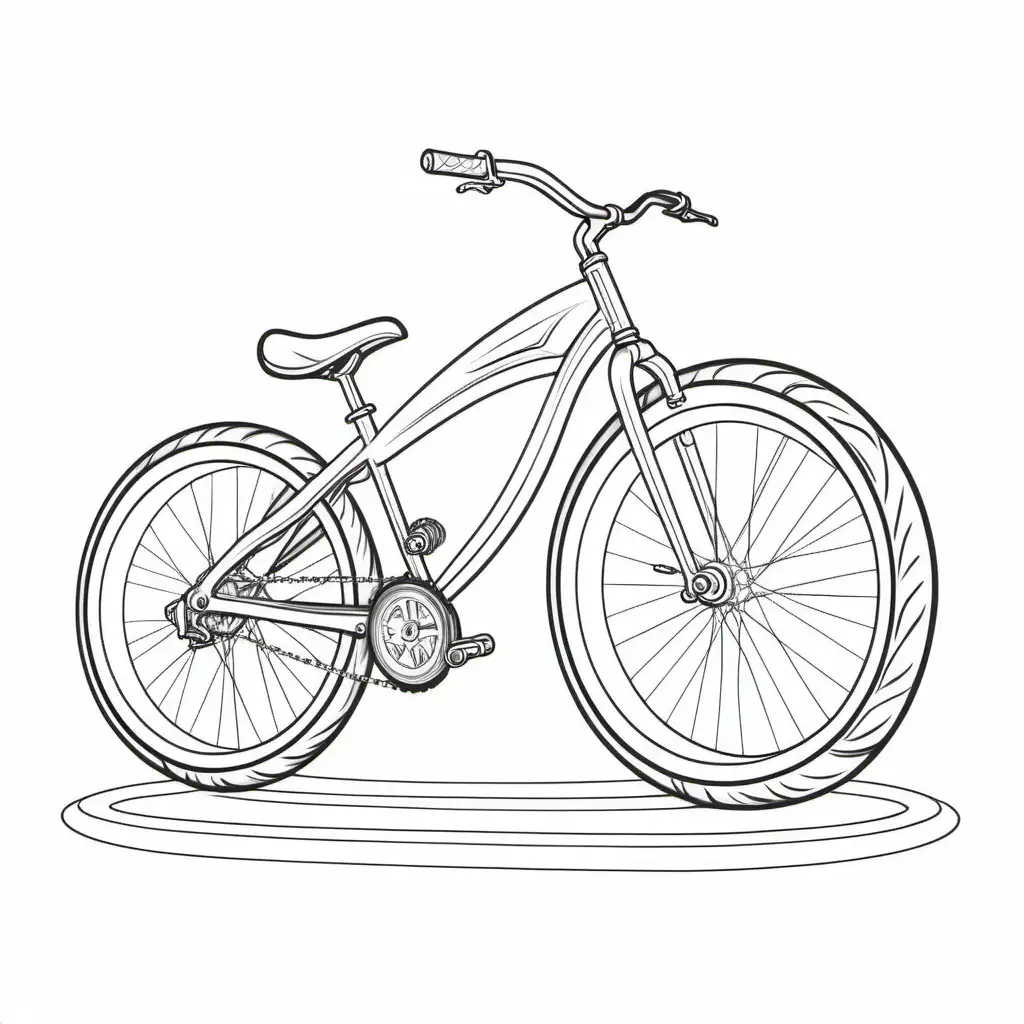Adult Coloring Book with Clean Lines Featuring a Bike on White Background