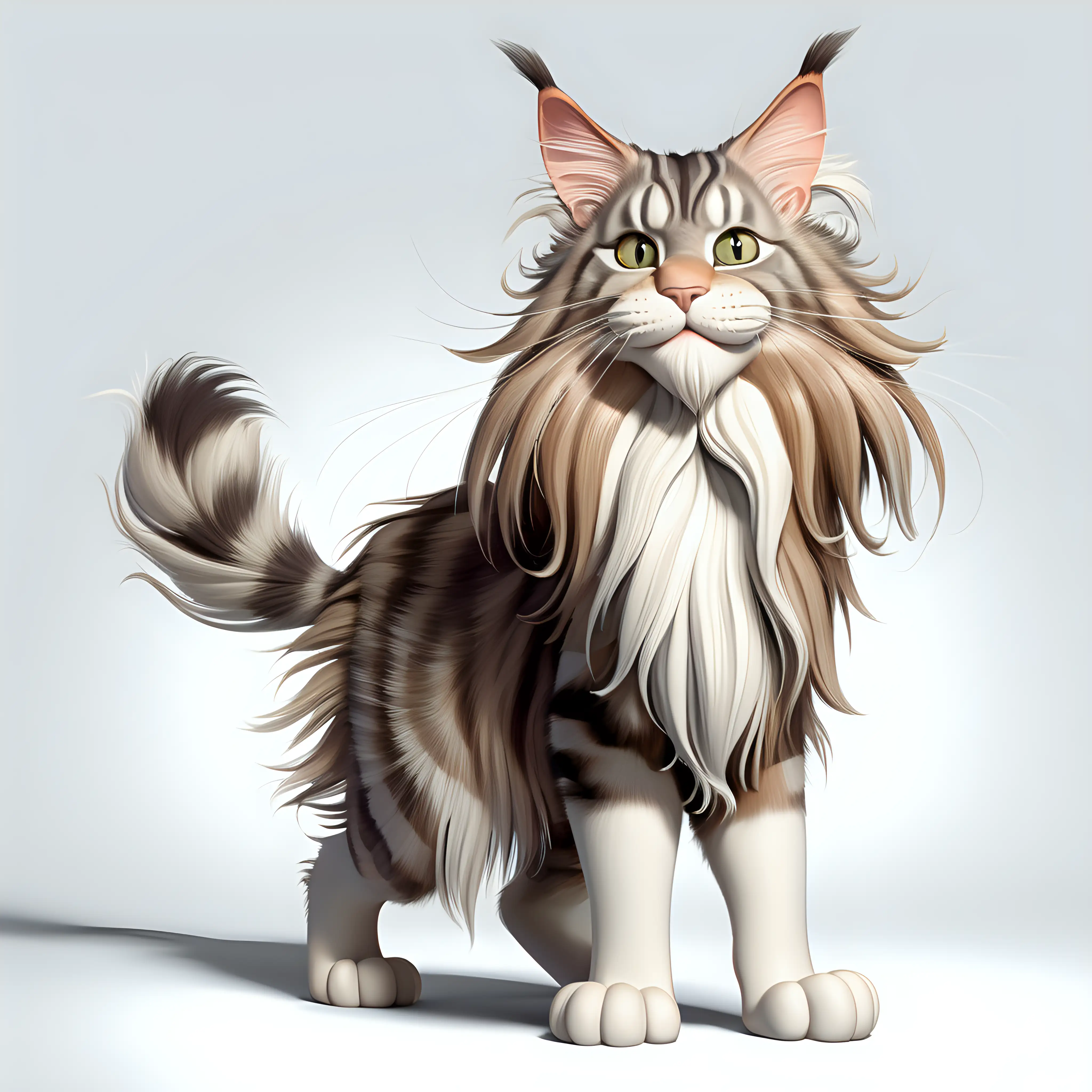 Exaggerated PixarStyle Maine Coon Cat Caricatures in FullLength