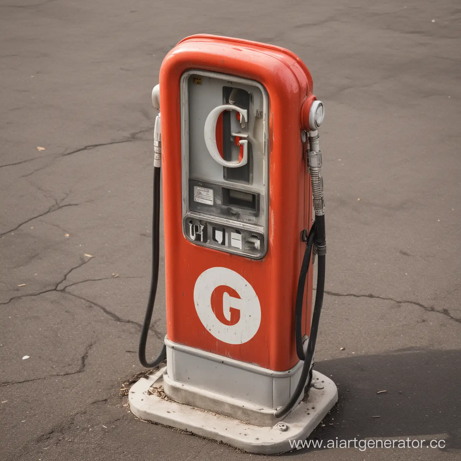 A gas pump in a shape of letter "G".
