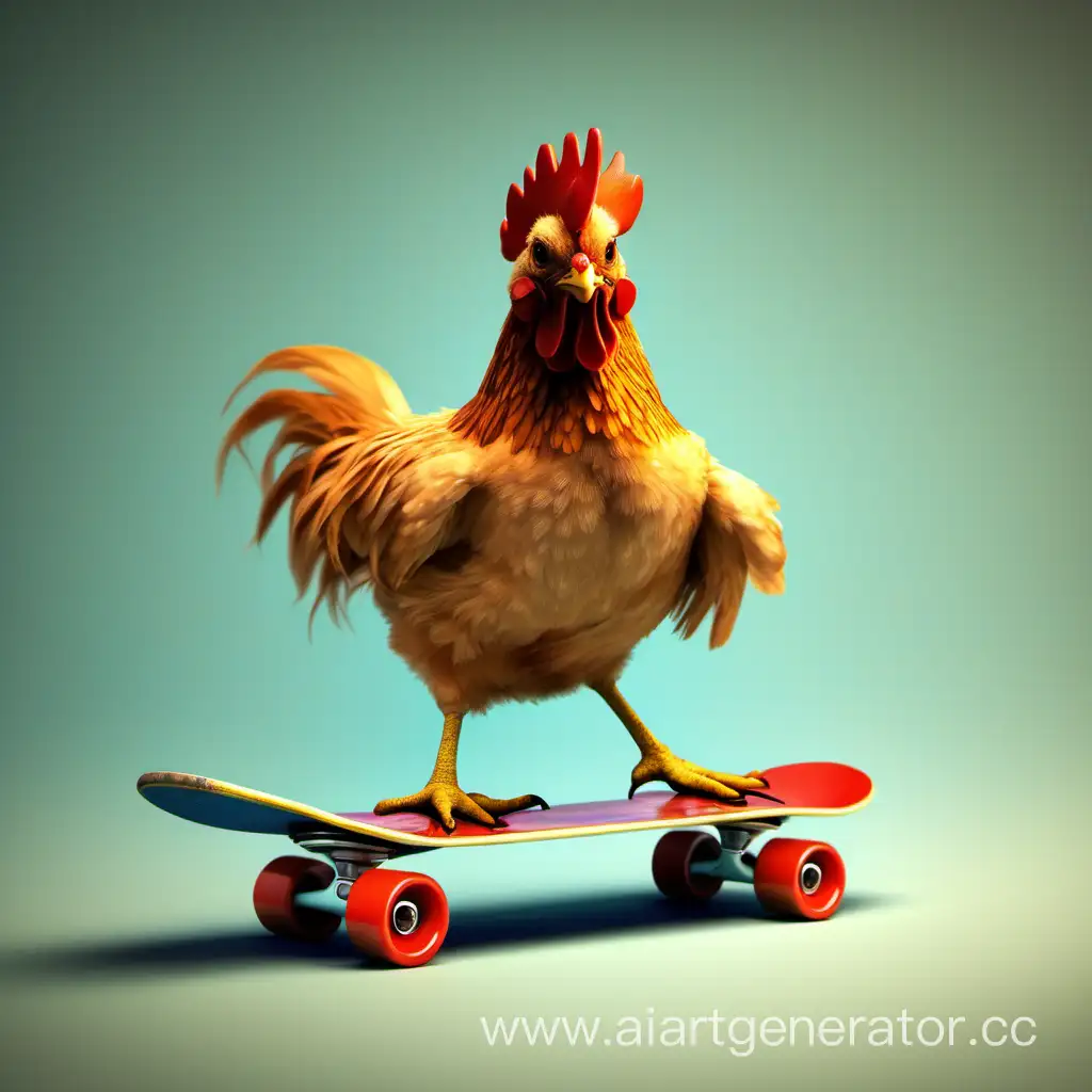 крутая курица на скейте