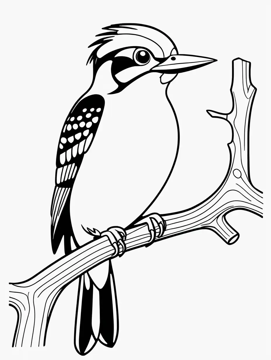 Simple Cartoon Woodpecker Coloring Page for 3YearOld Toddlers