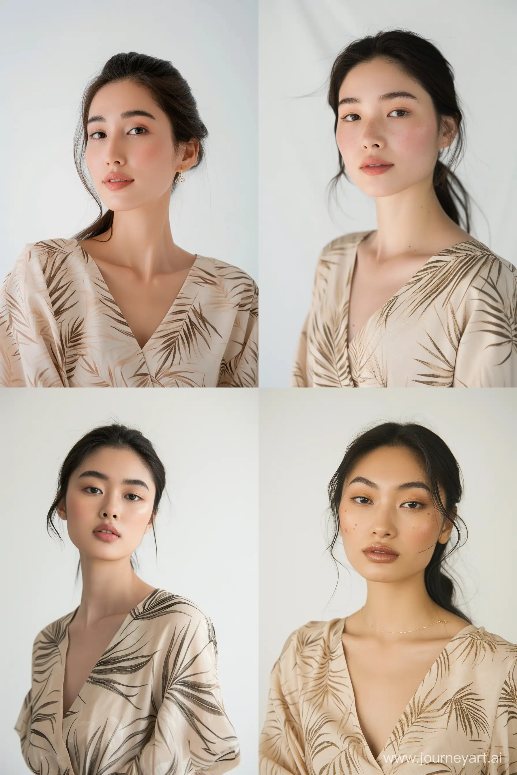 Indonesian-Woman-in-Beige-Palm-Leaf-Dress-Ultrafine-Detail-Studio-Portrait