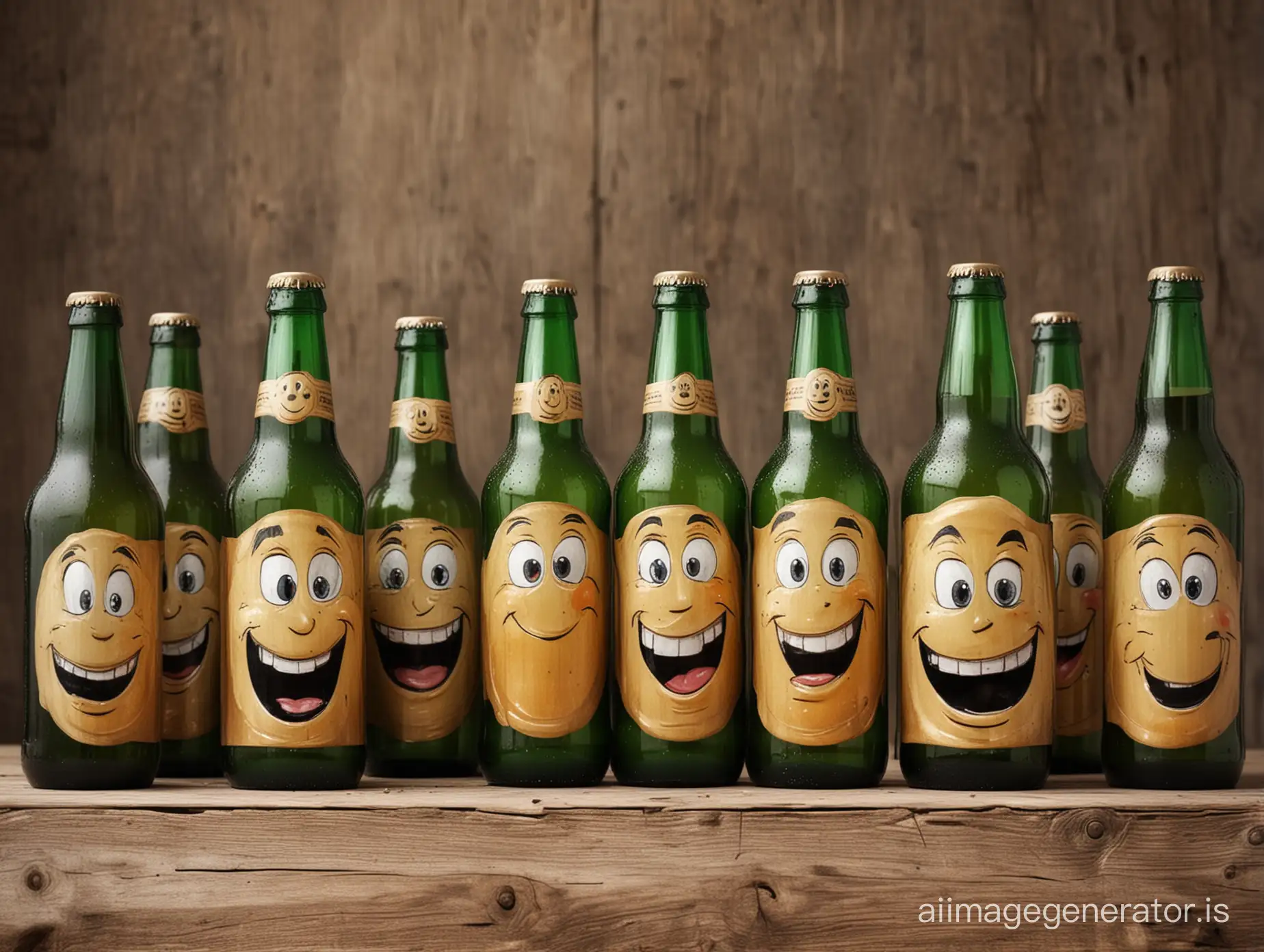 beerbottles with smiling faces