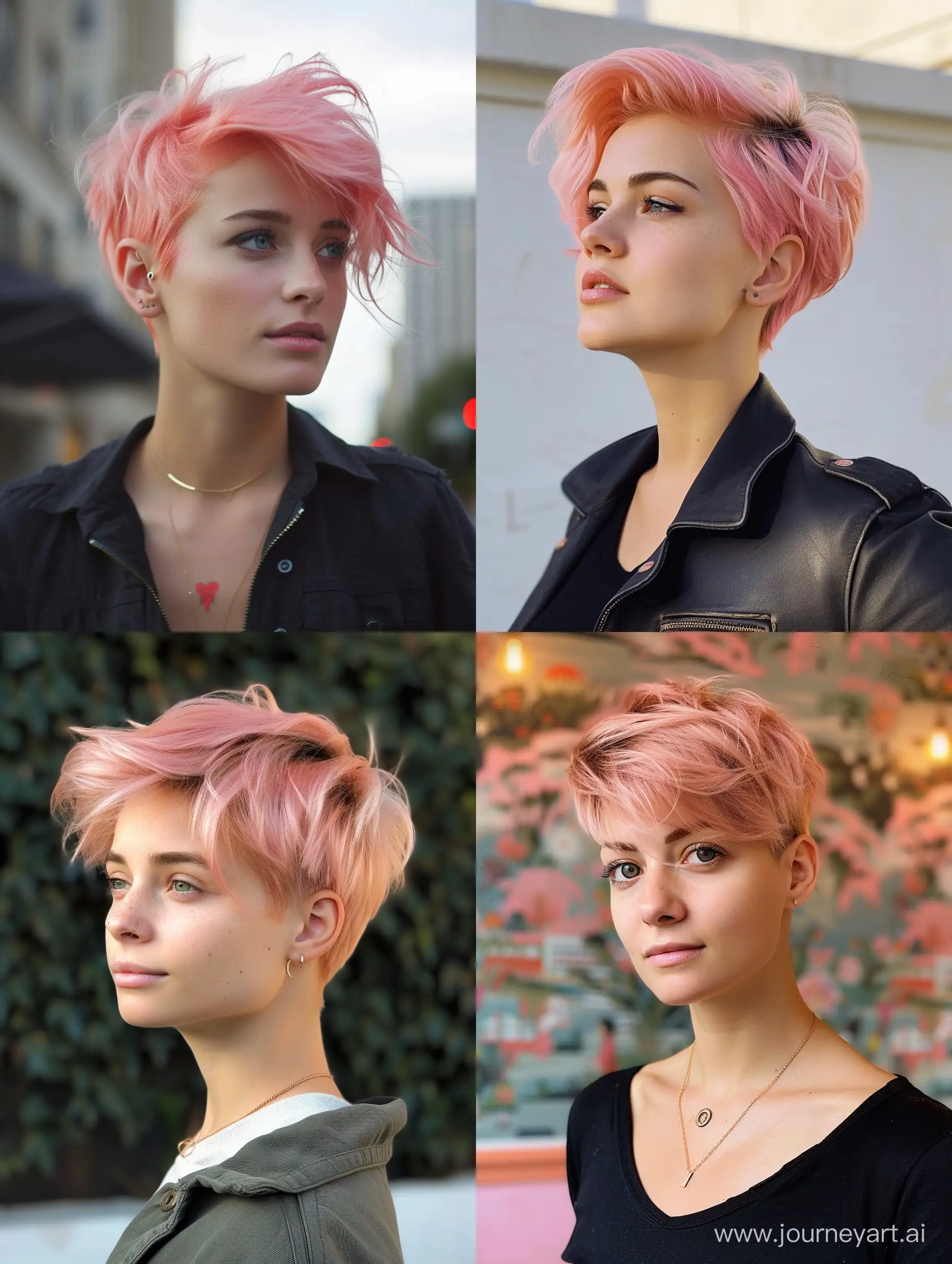 trendy funky pixie haircut pink hair 2024