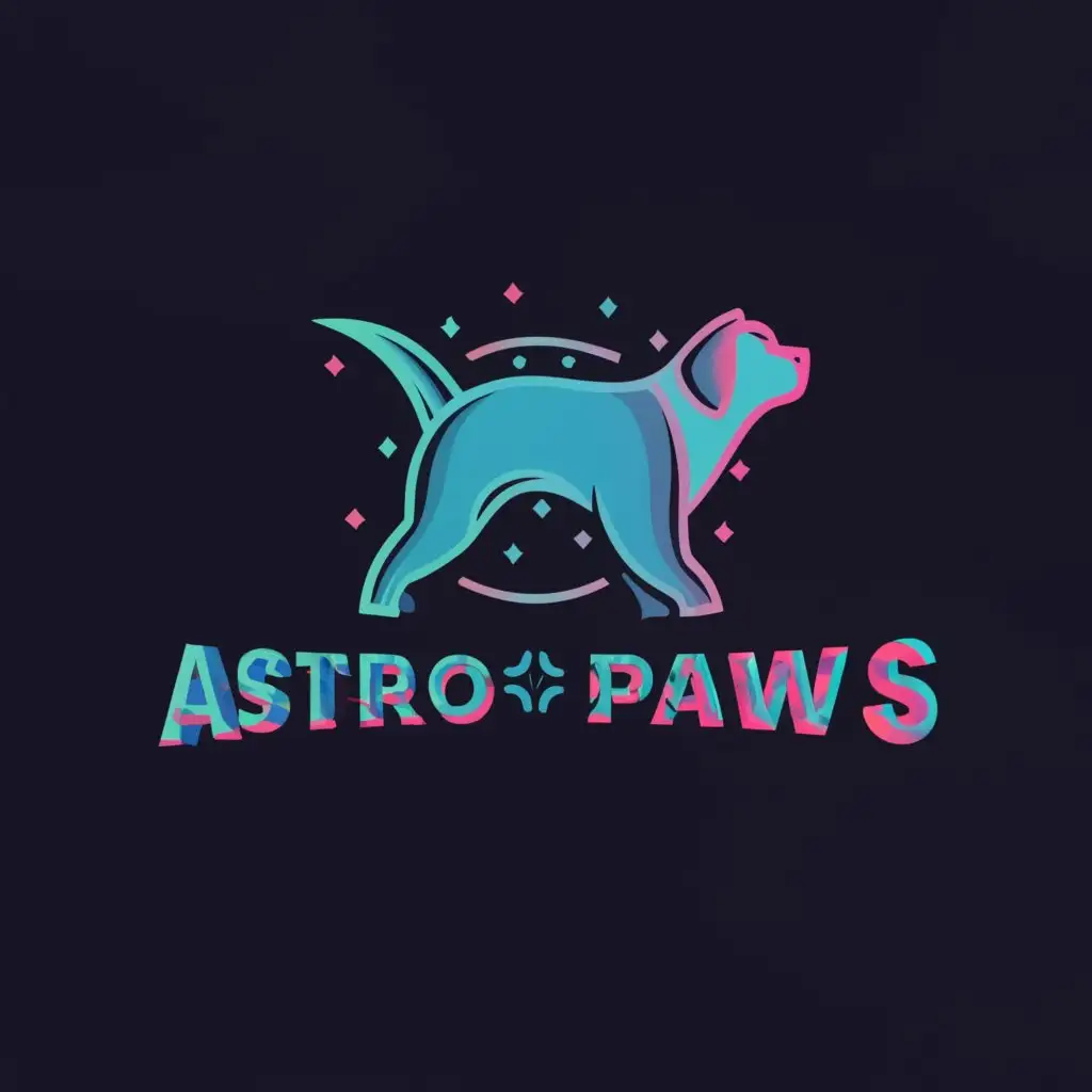 a logo design,with the text "Astro Paws", main symbol:dog,complex,clear background