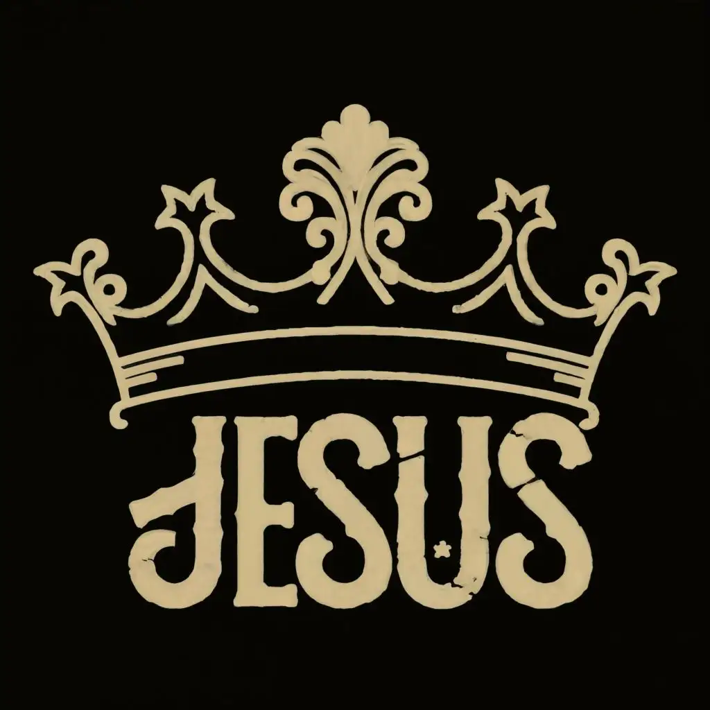 logo, crown, with the text "JESUS", typography