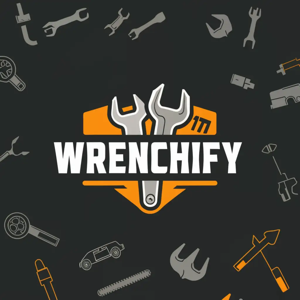 a logo design,with the text "Wrenchify", main symbol:Wrench and box with carparts,Moderate,be used in Automotive industry,clear background